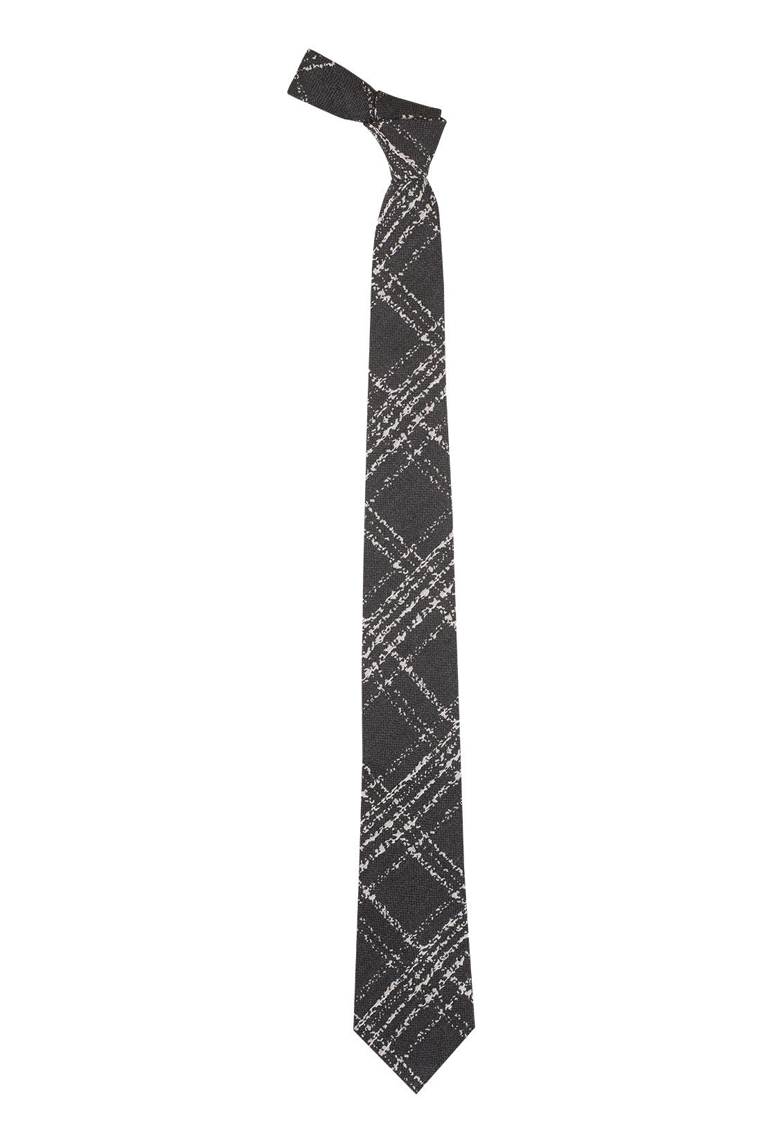 Black Checkered Silk Necktie for Men