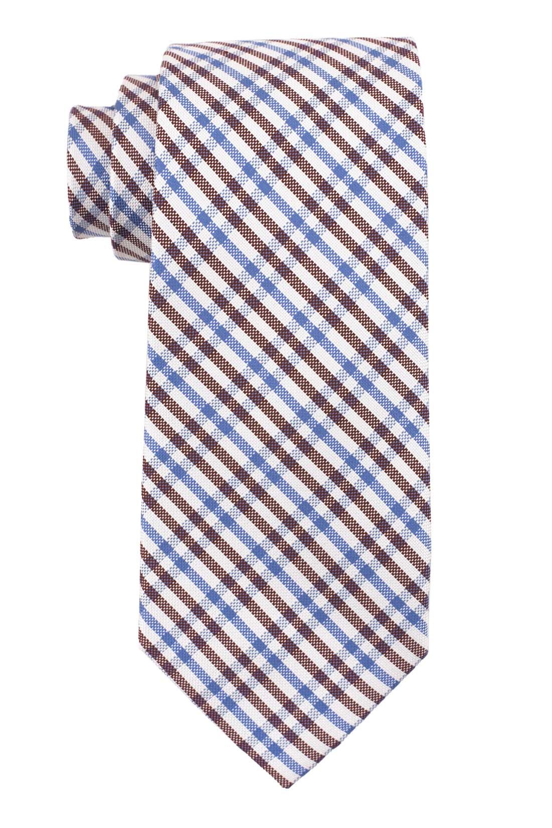 Brown Checkered Silk Necktie for Men