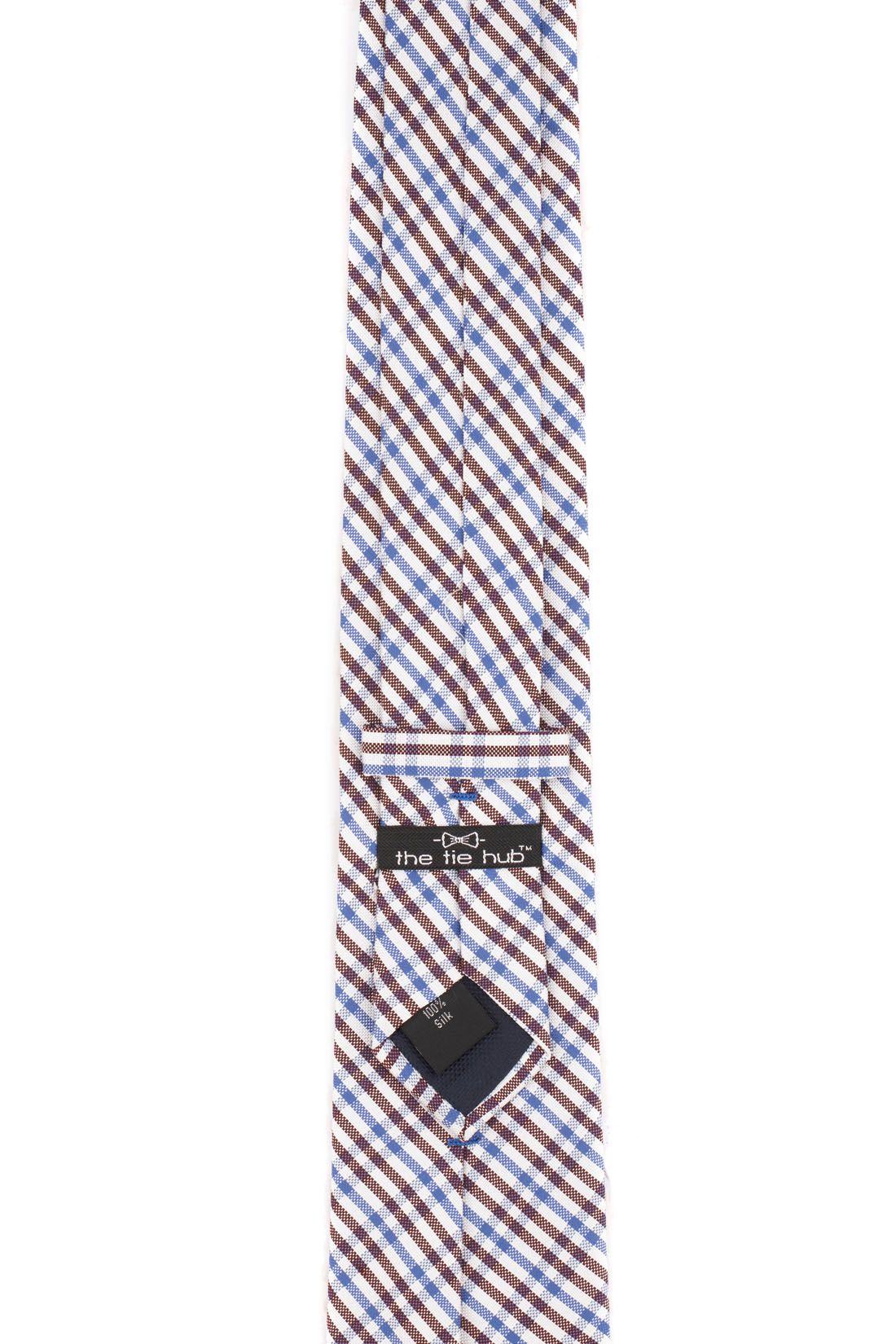 Brown Checkered Silk Necktie for Men