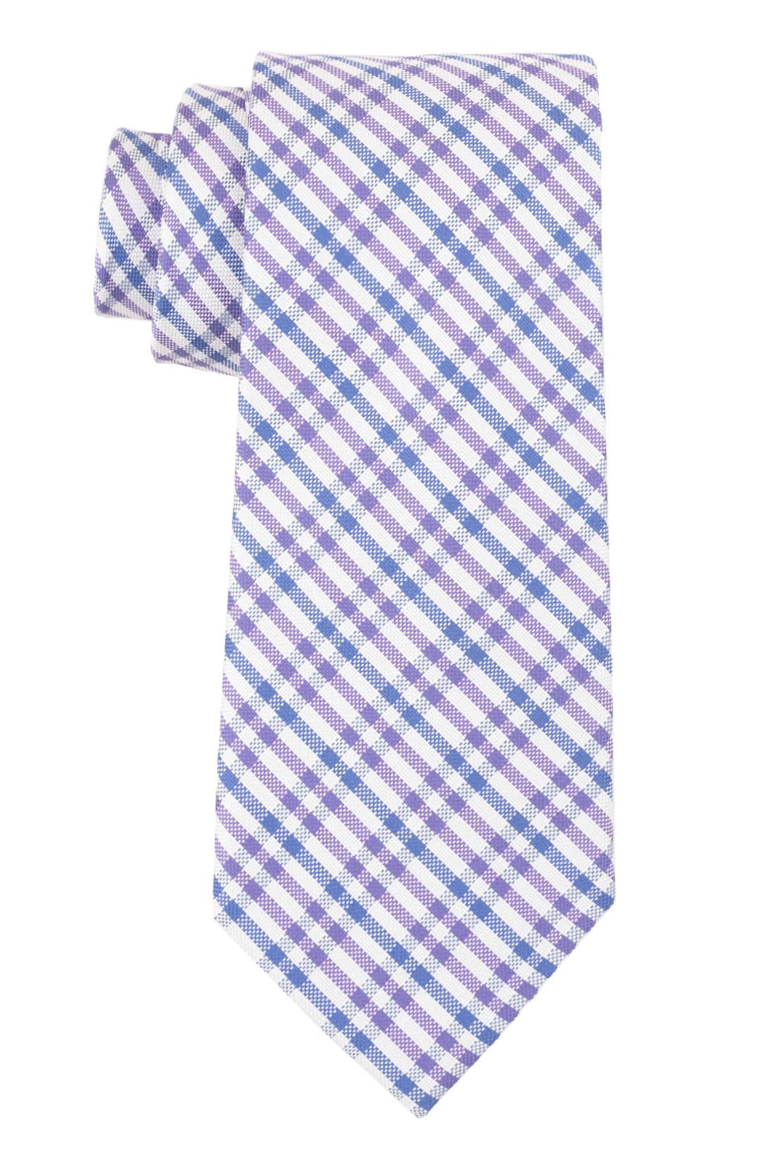 Purple Checkered Silk Necktie for Men