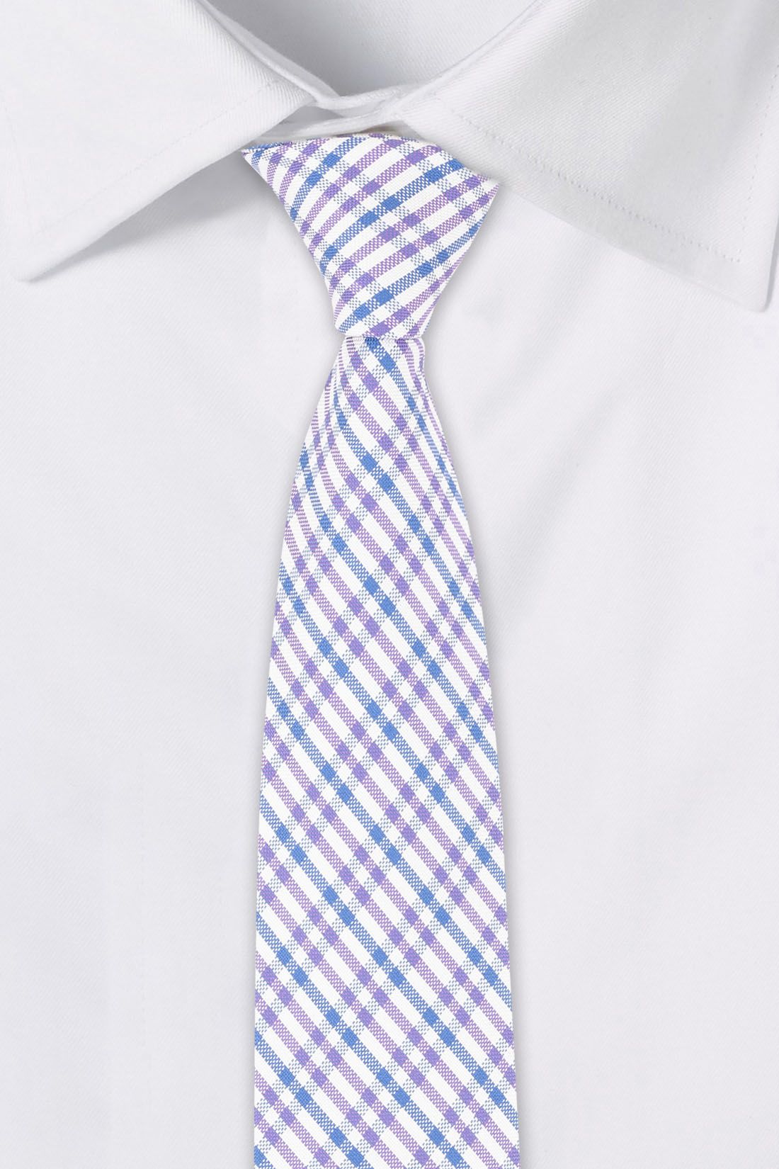 Purple Checkered Silk Necktie for Men