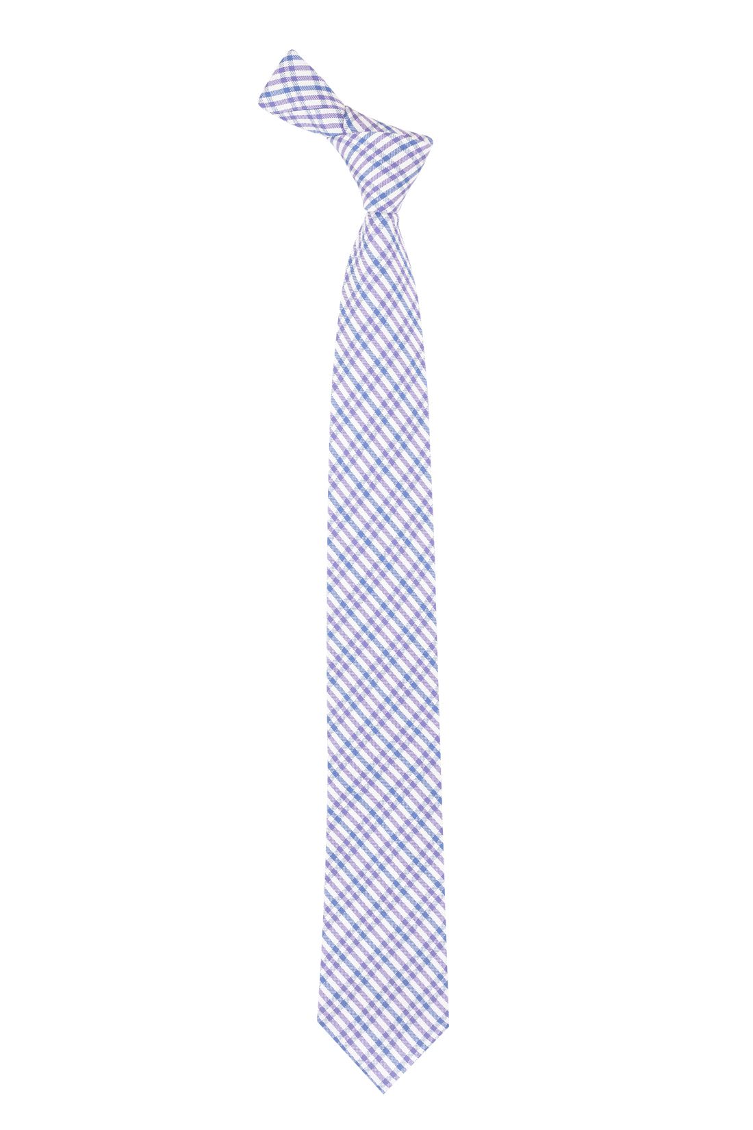 Purple Checkered Silk Necktie for Men