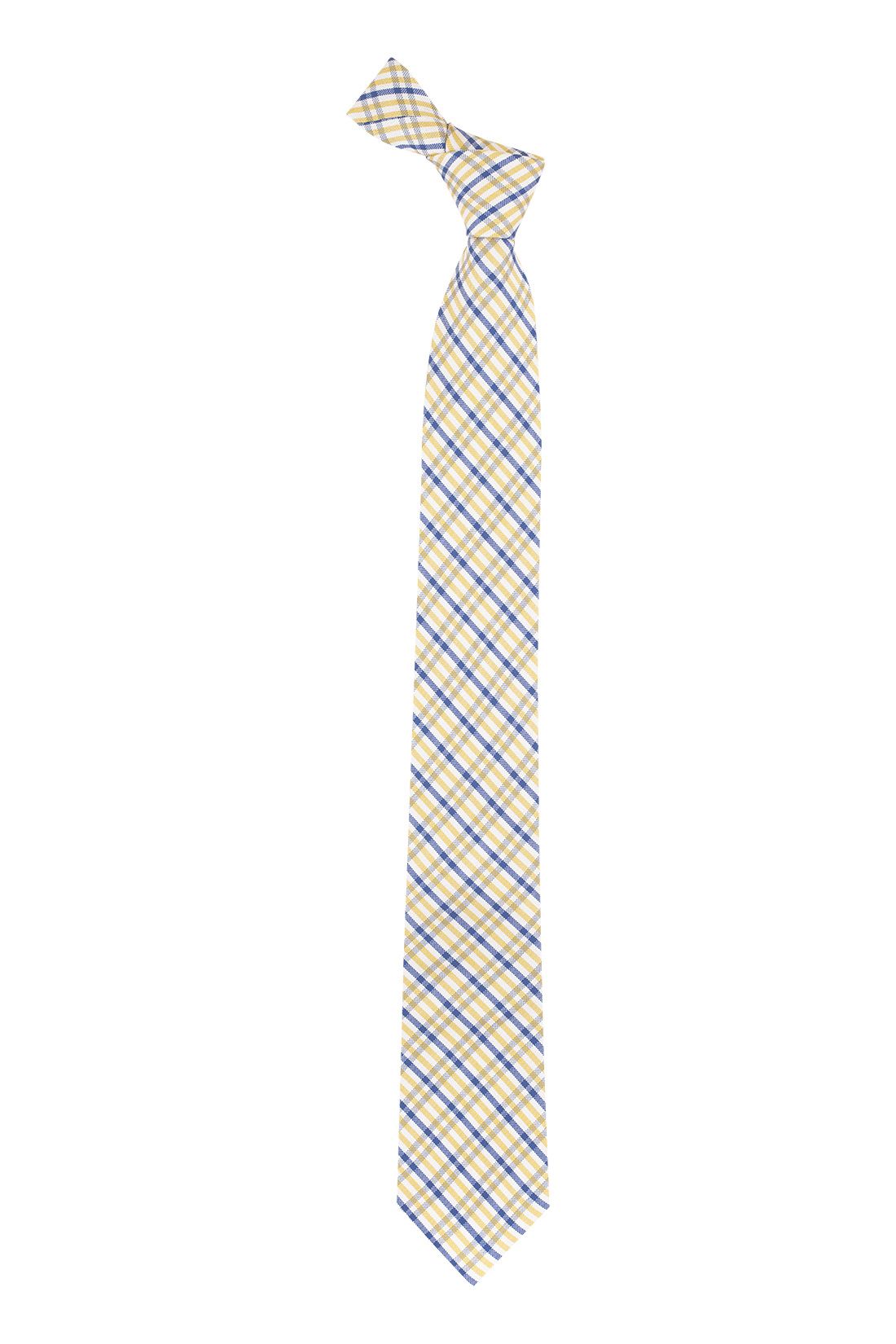 Yellow Checkered Silk Necktie for Men