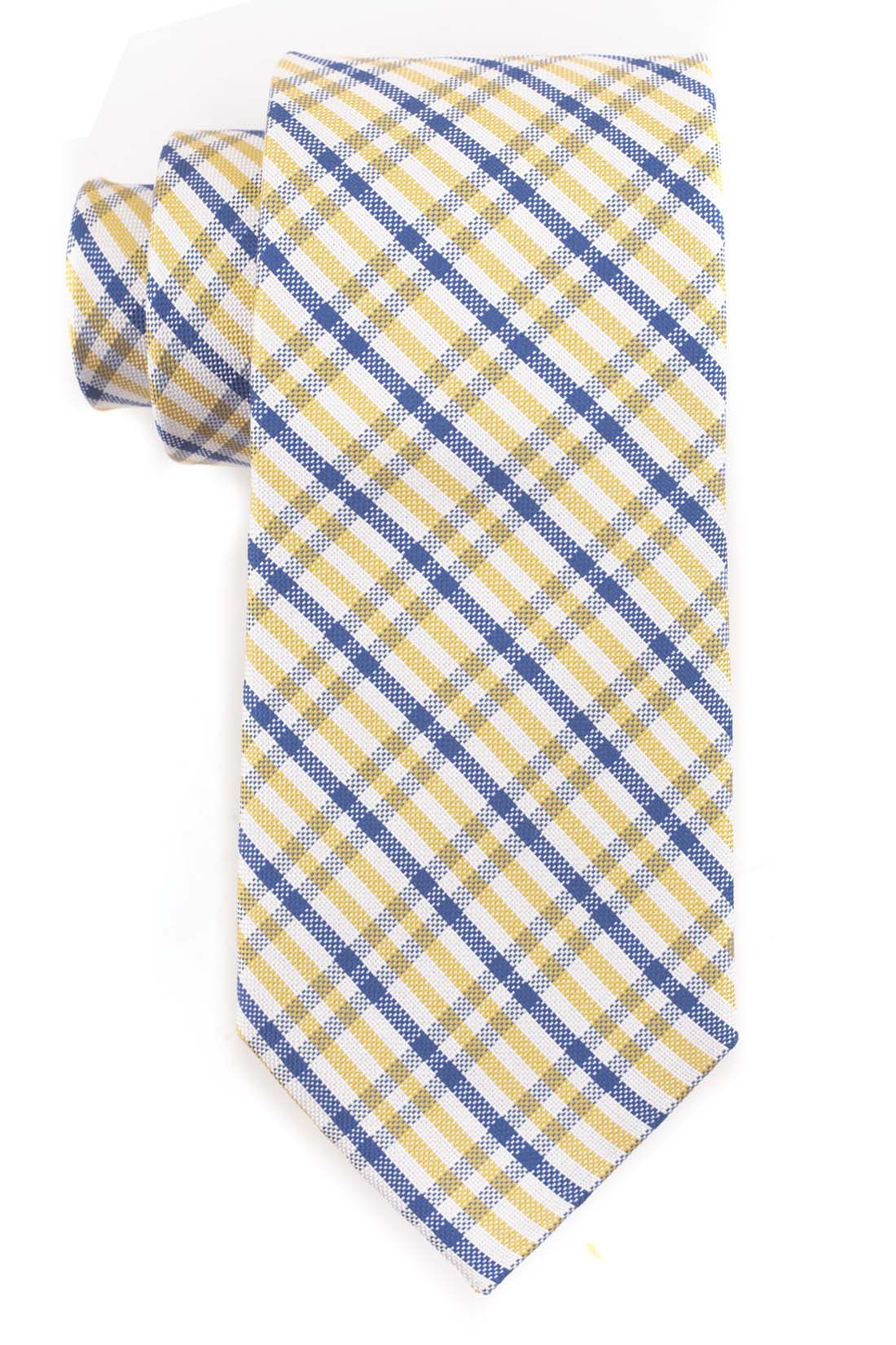 Yellow Checkered Silk Necktie for Men