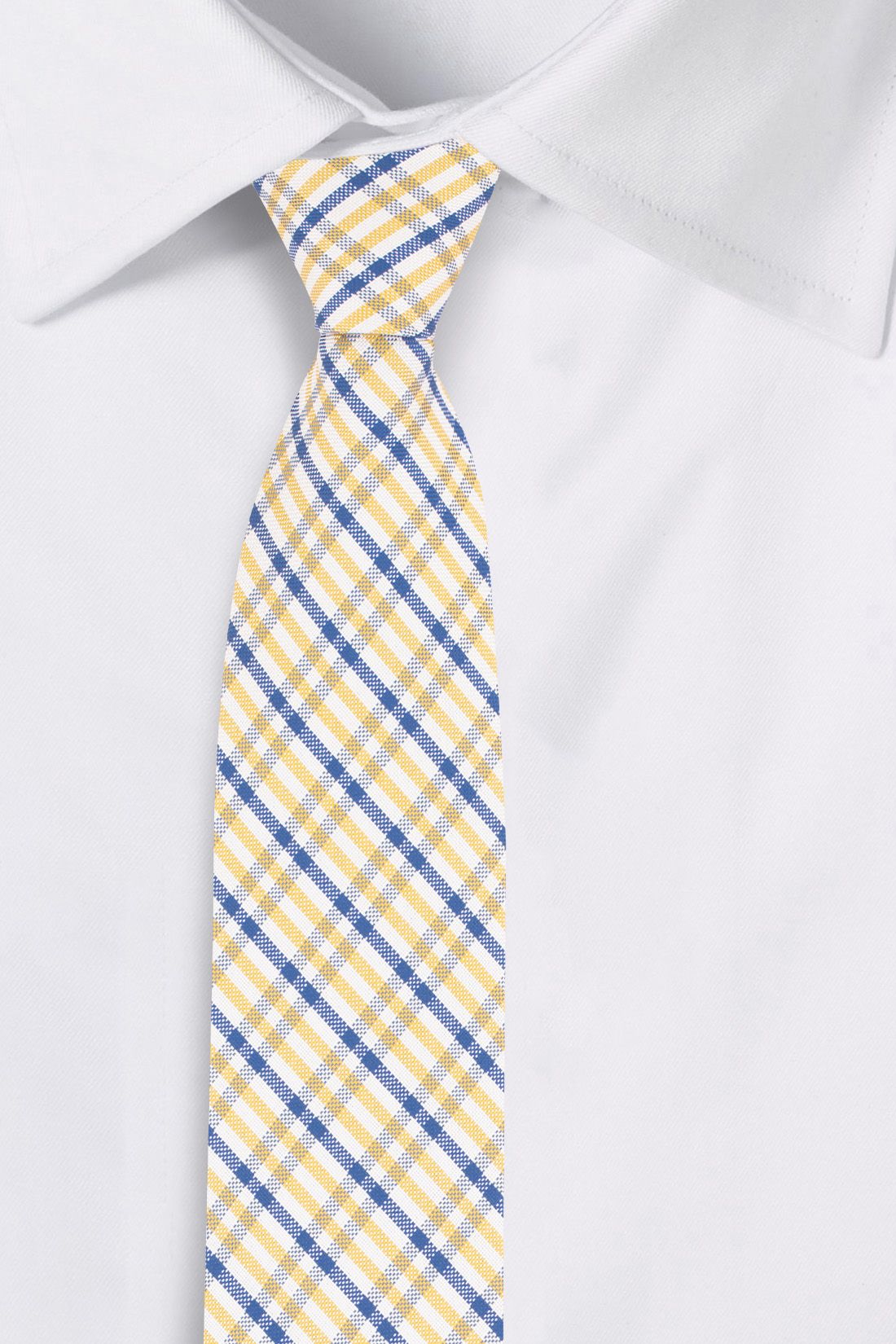 Yellow Checkered Silk Necktie for Men