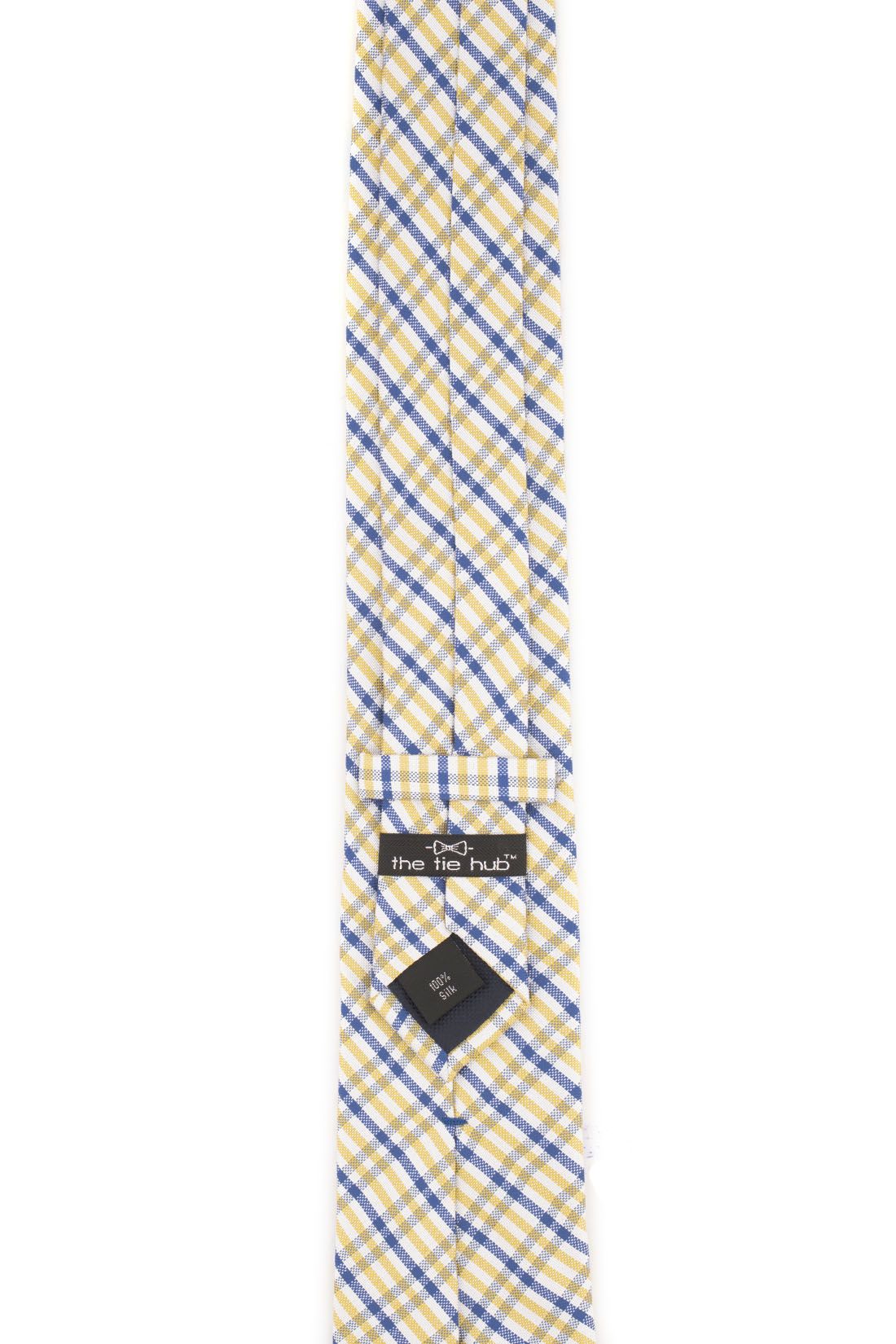 Yellow Checkered Silk Necktie for Men