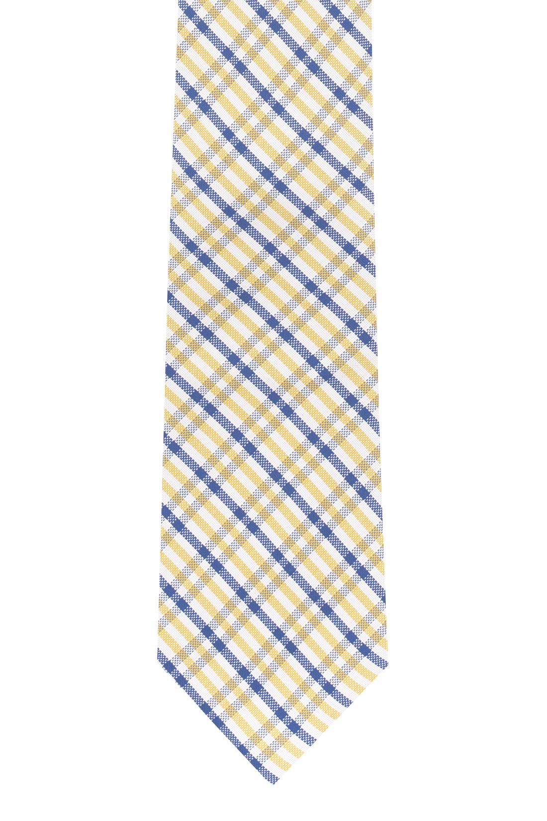 Yellow Checkered Silk Necktie for Men