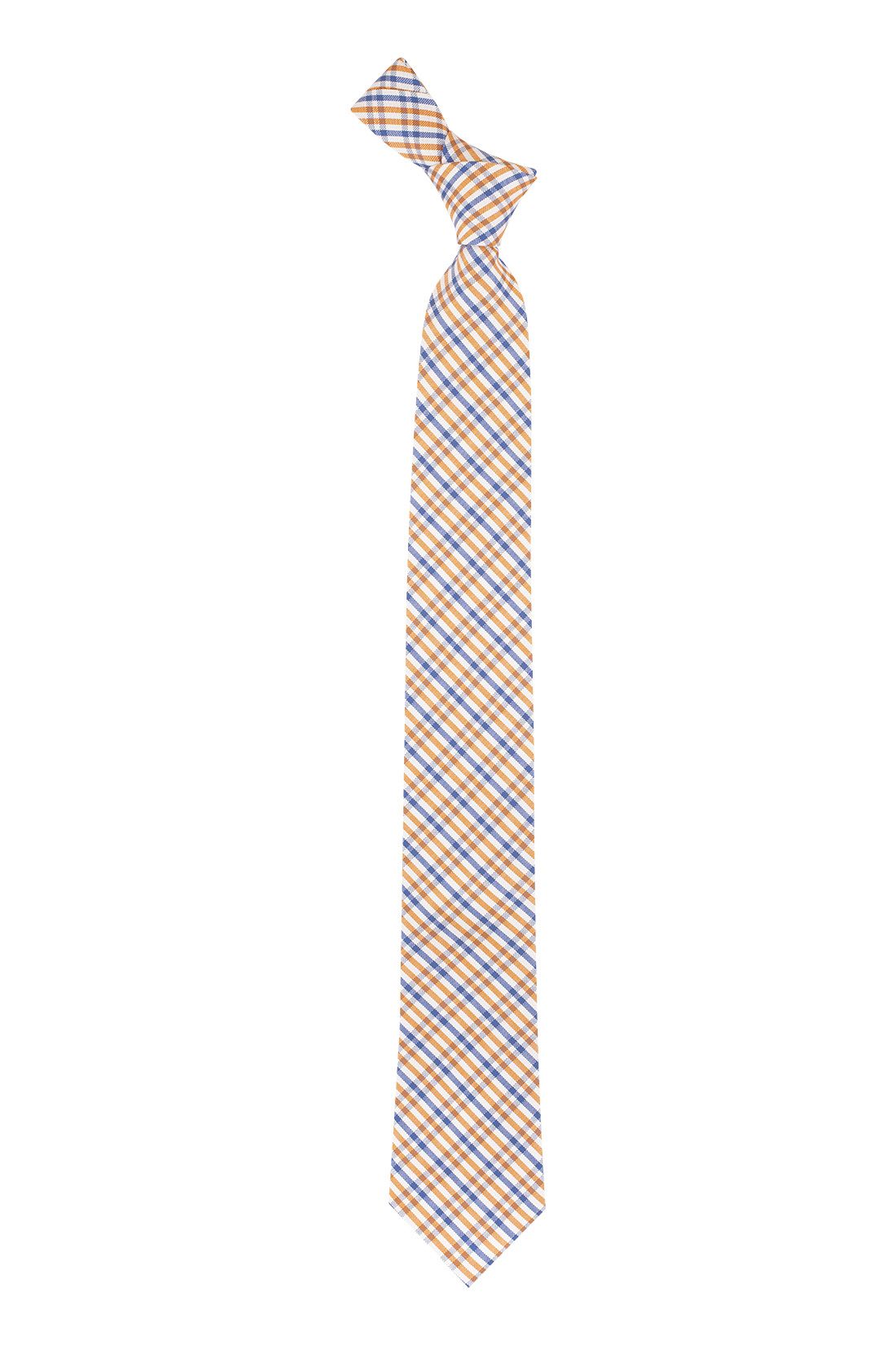 Orange Checkered Silk Necktie for Men