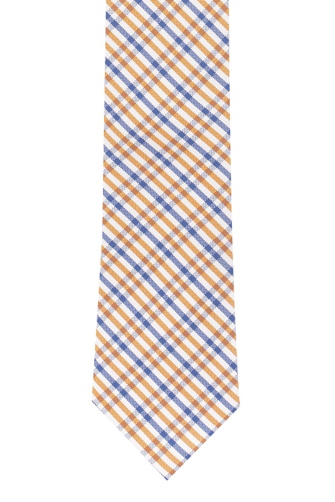 Orange Checkered Silk Necktie for Men