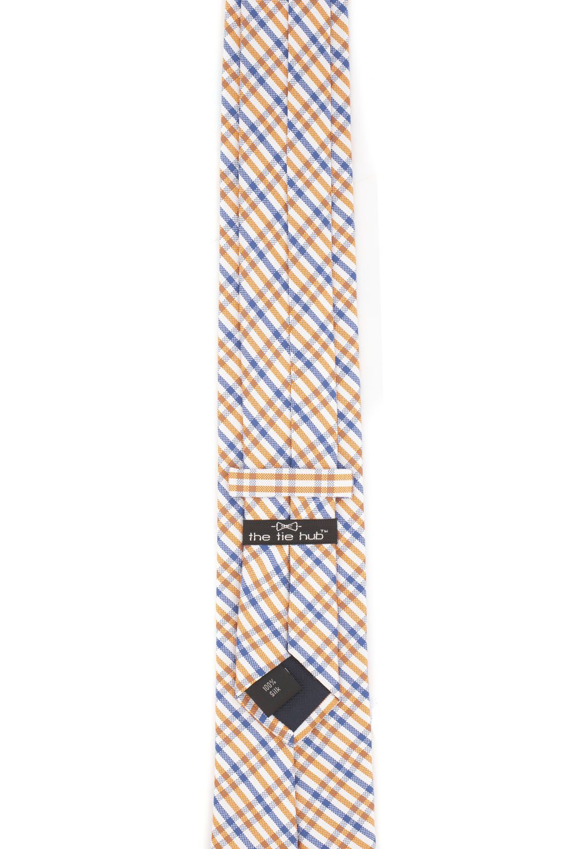 Orange Checkered Silk Necktie for Men