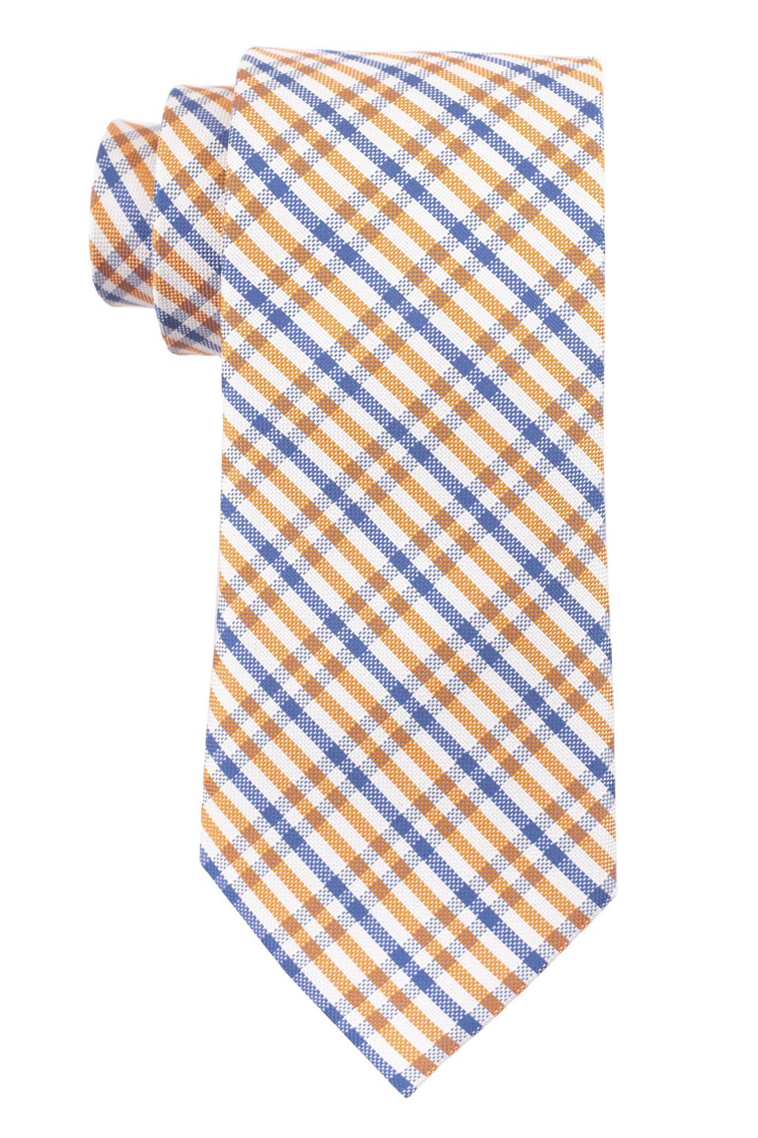 Orange Checkered Silk Necktie for Men