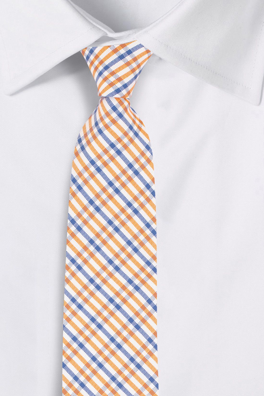 Orange Checkered Silk Necktie for Men