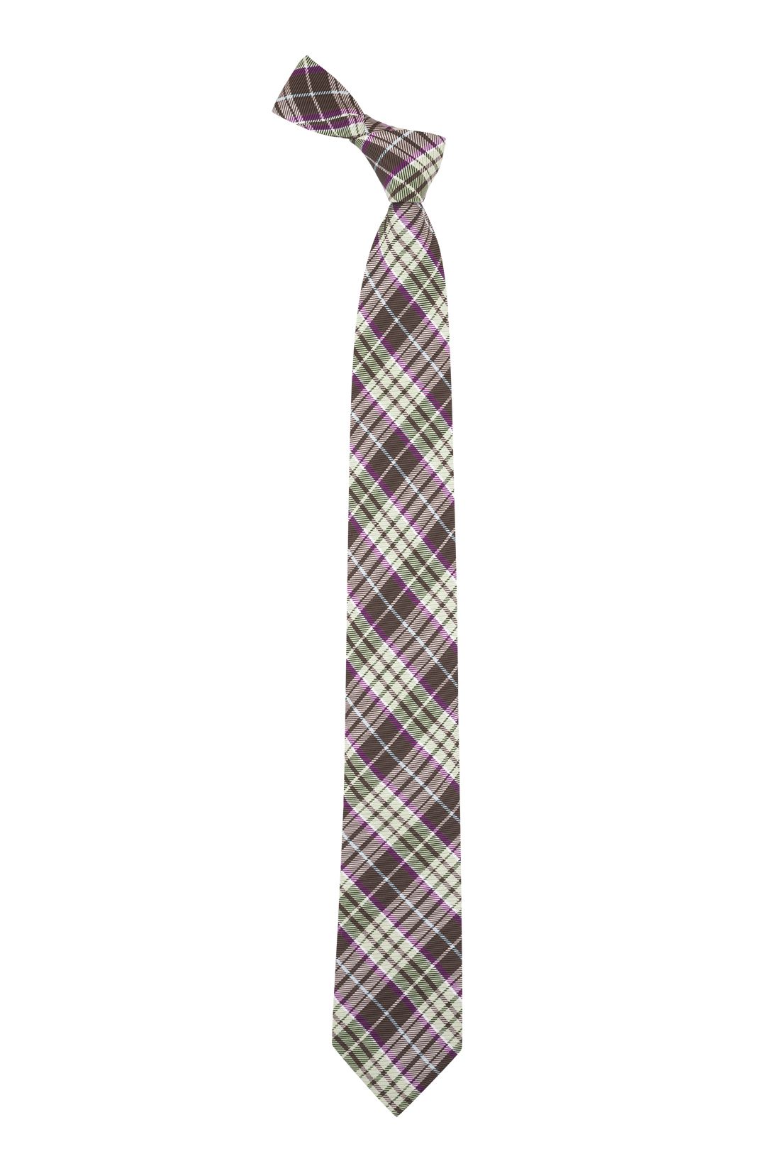Green Checkered Silk Necktie for Men