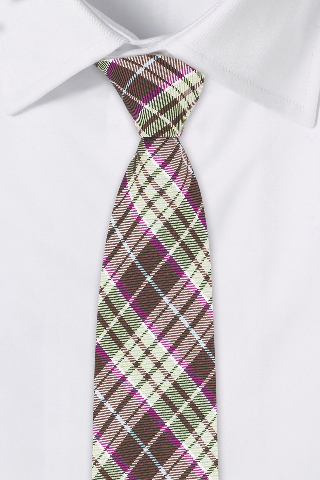 Green Checkered Silk Necktie for Men