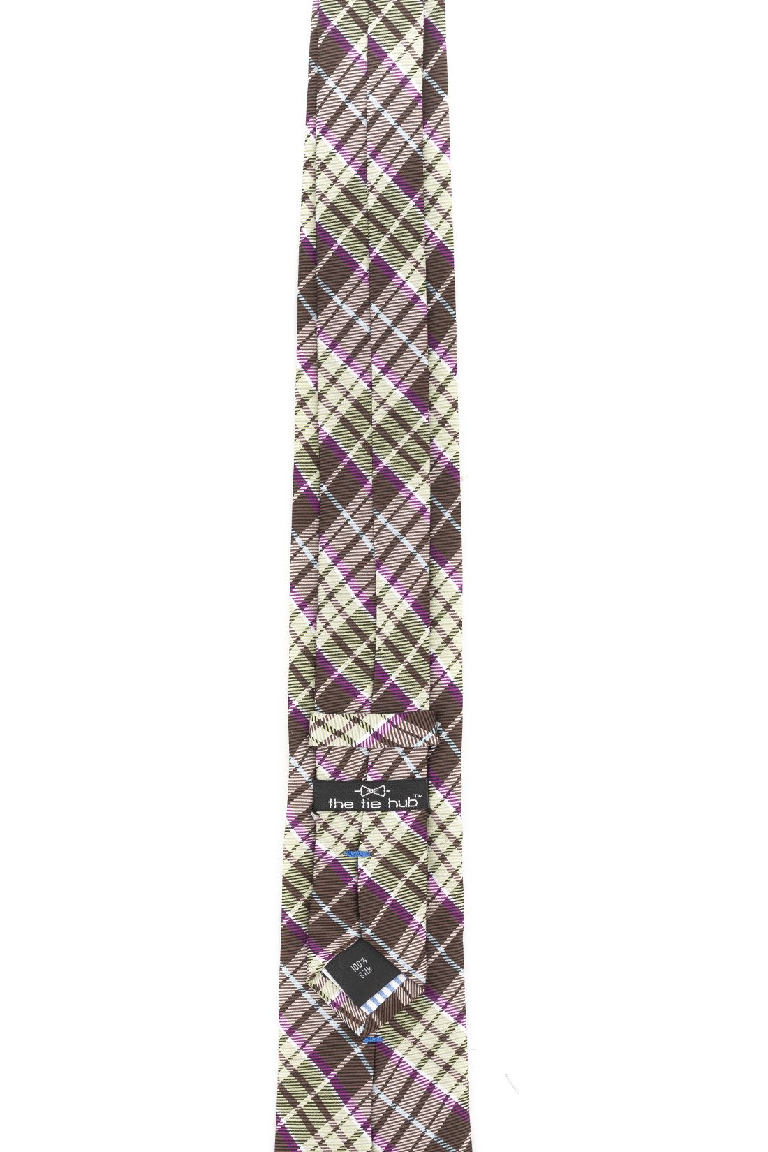 Green Checkered Silk Necktie for Men
