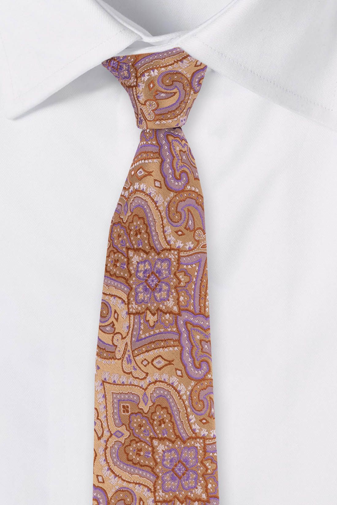 Yellow Paisley Silk Necktie for Men