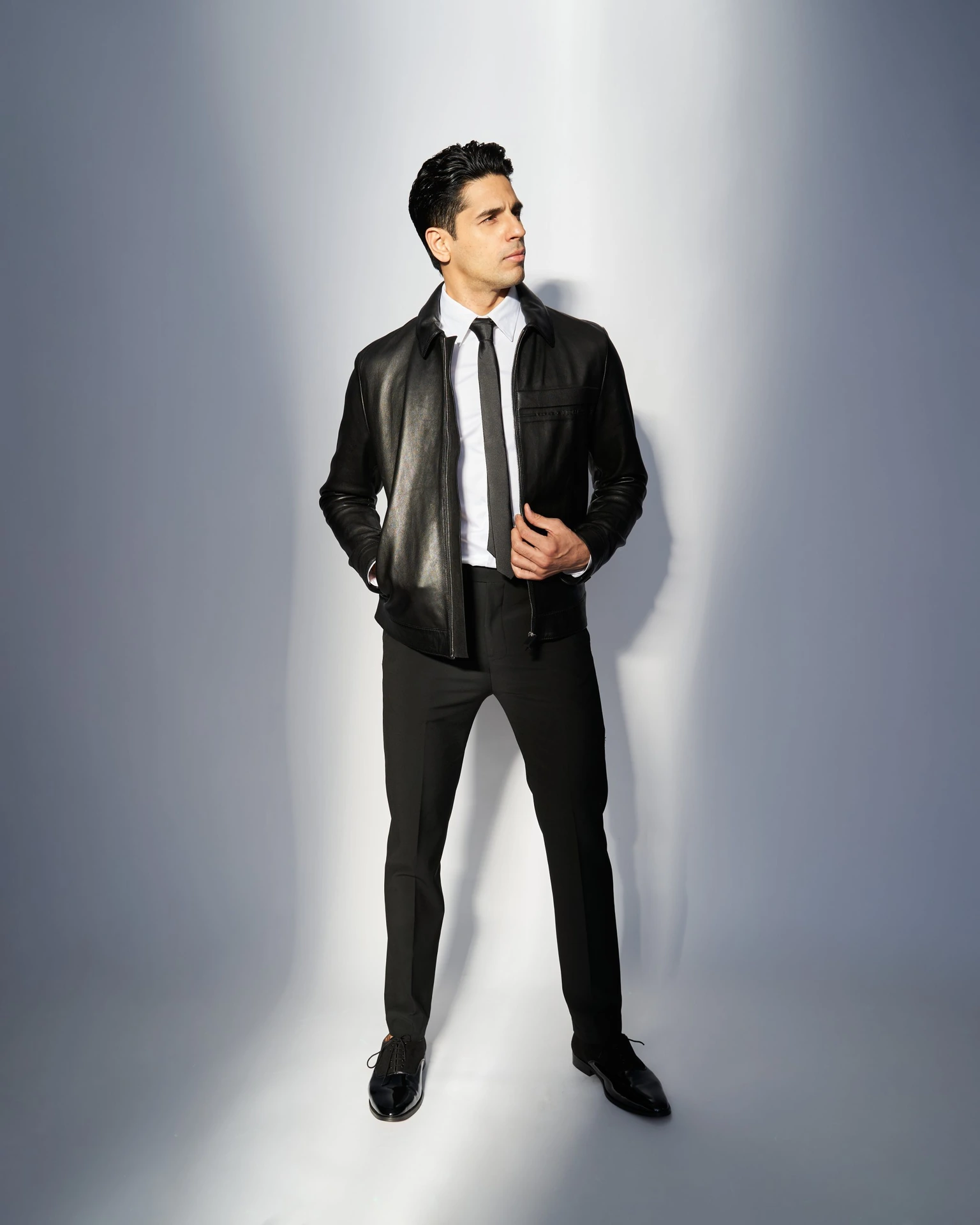 Black Solid Microfiber Necktie for Men