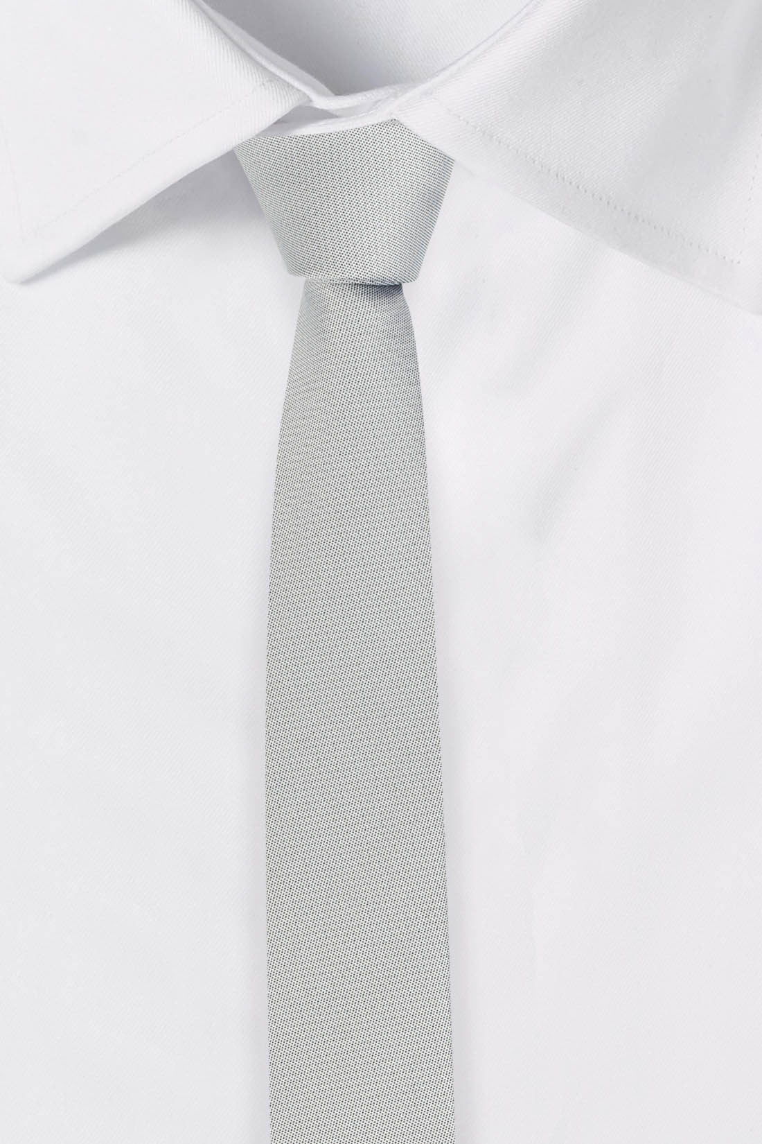 Grey Solid Microfiber Necktie for Men