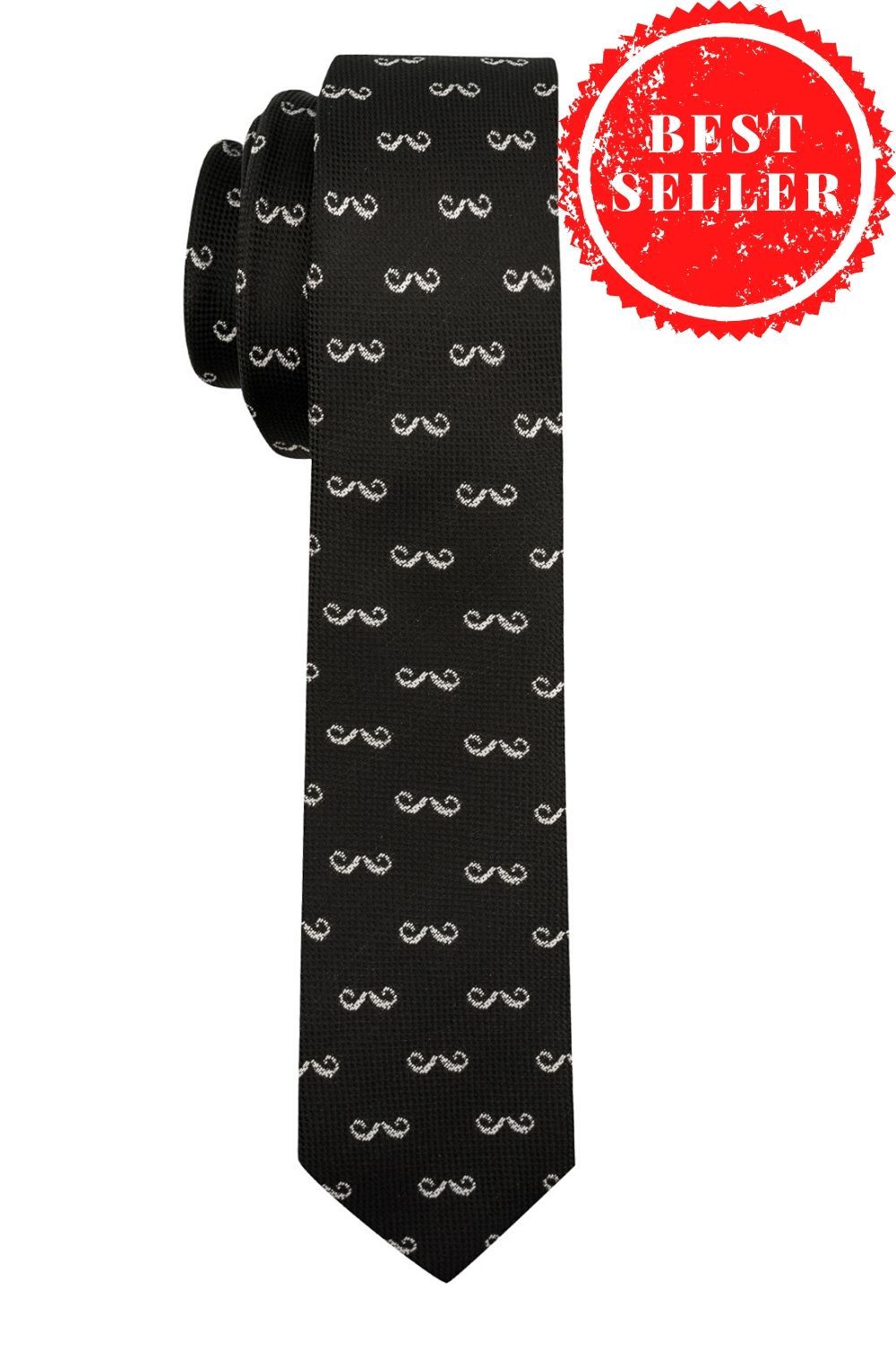 Black Conversational Microfiber Necktie for Men