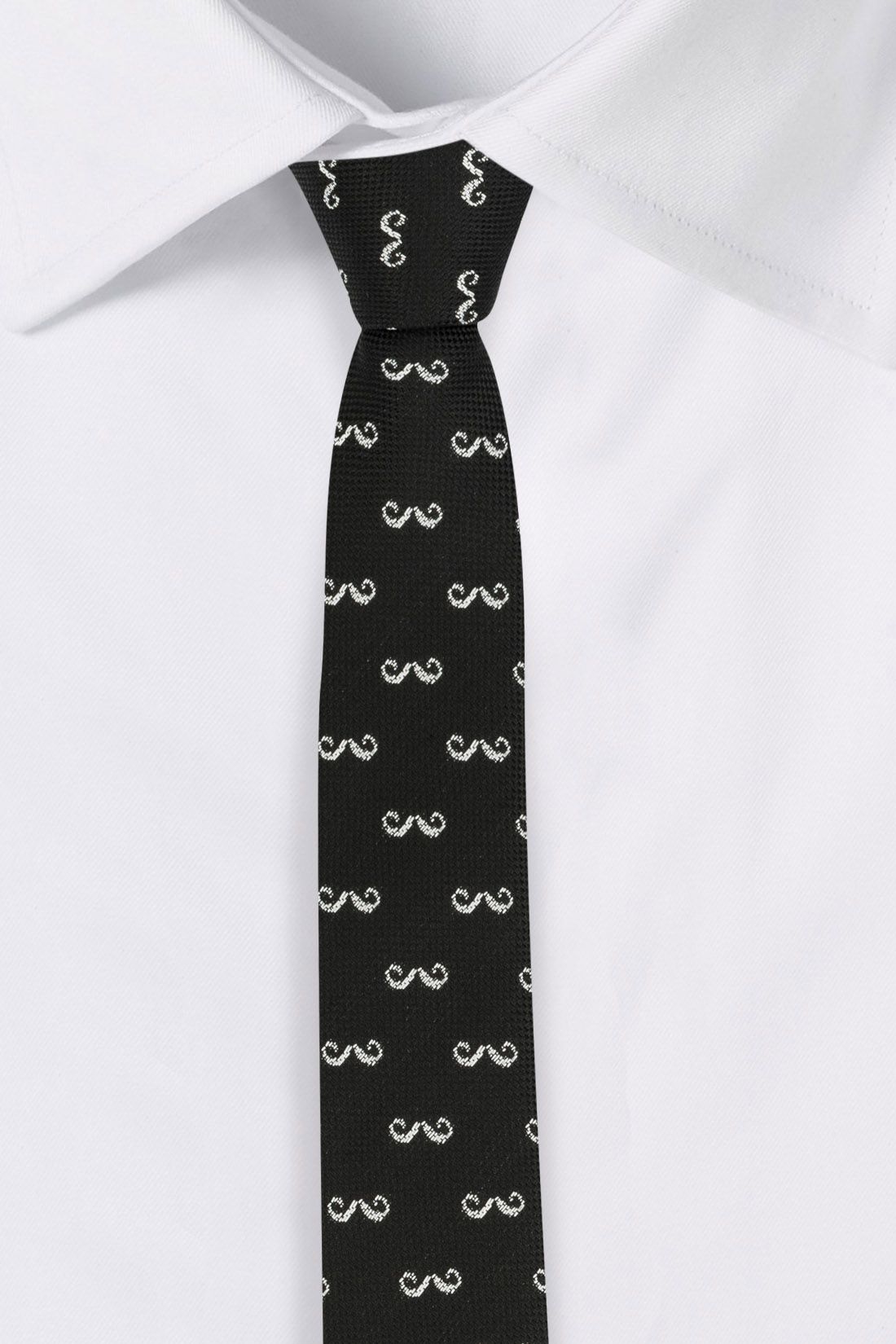 Black Conversational Microfiber Necktie for Men