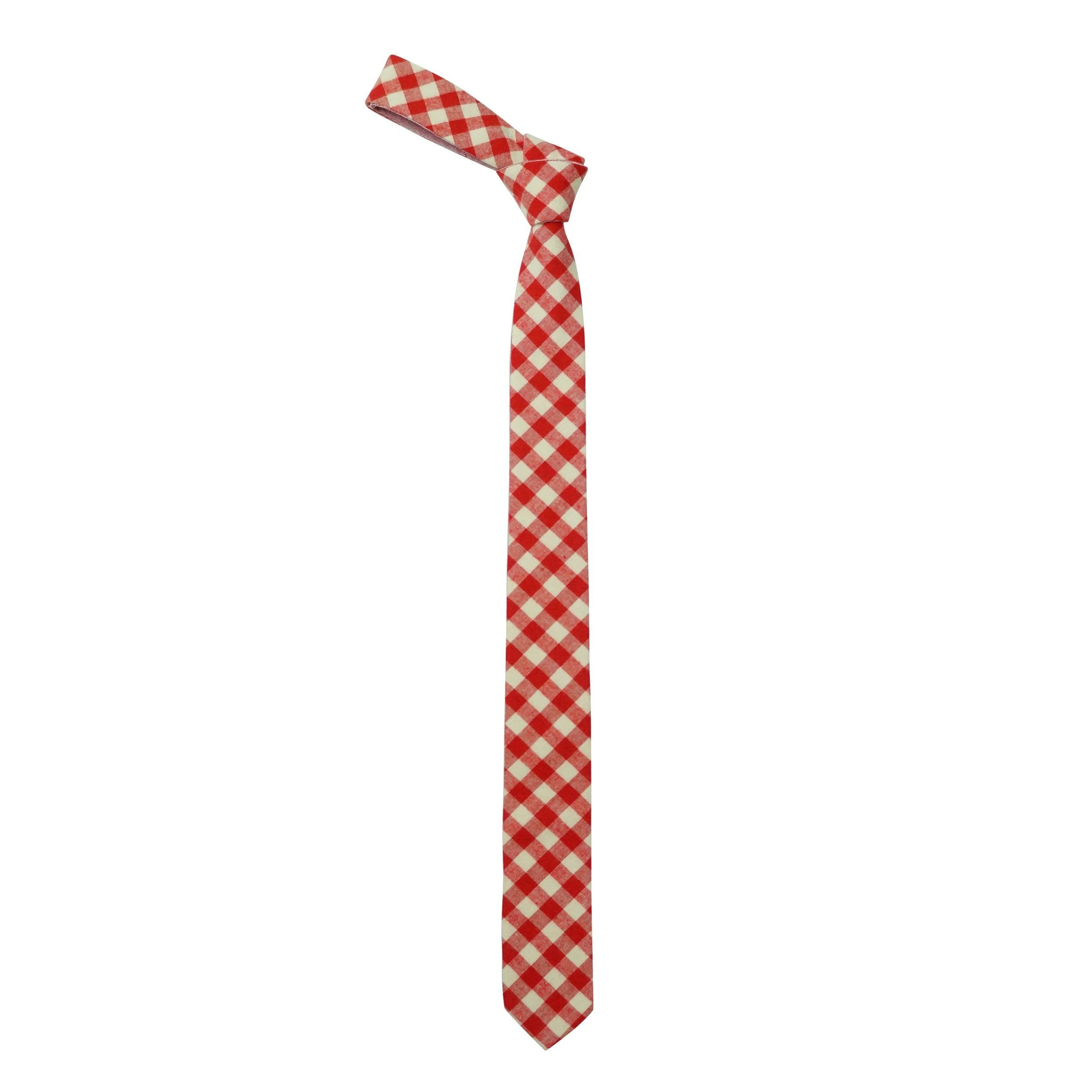 Red Checks Cotton Necktie for Men