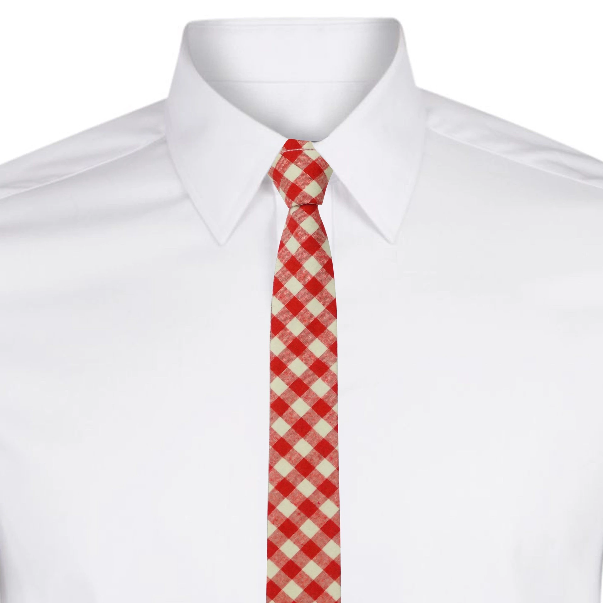 Red Checks Cotton Necktie for Men