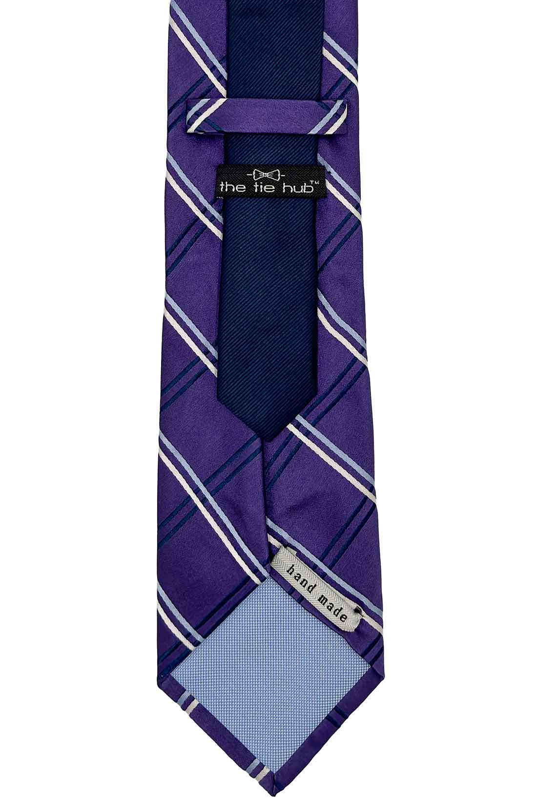 Purple Checks Different Tail Silk Necktie for Men