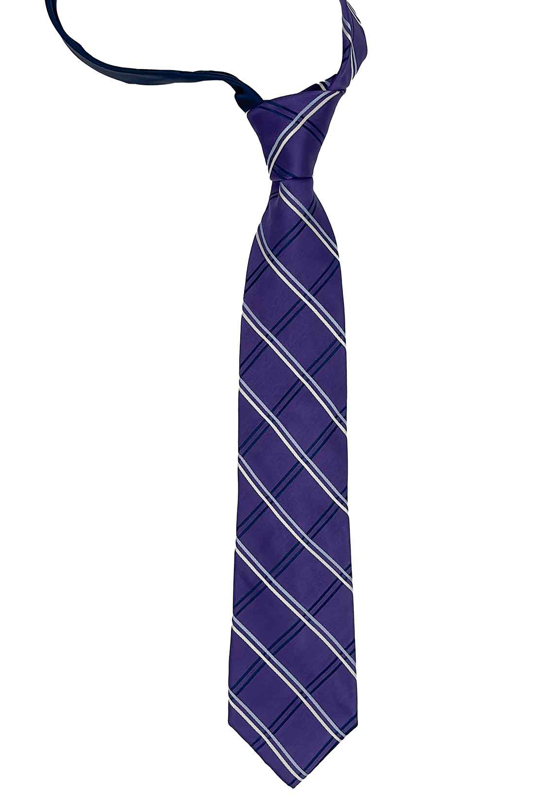 Purple Checks Different Tail Silk Necktie for Men