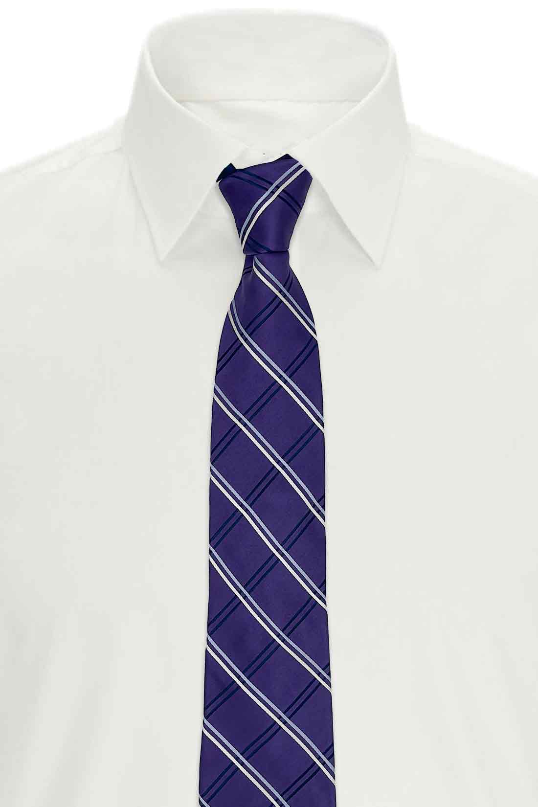 Purple Checks Different Tail Silk Necktie for Men