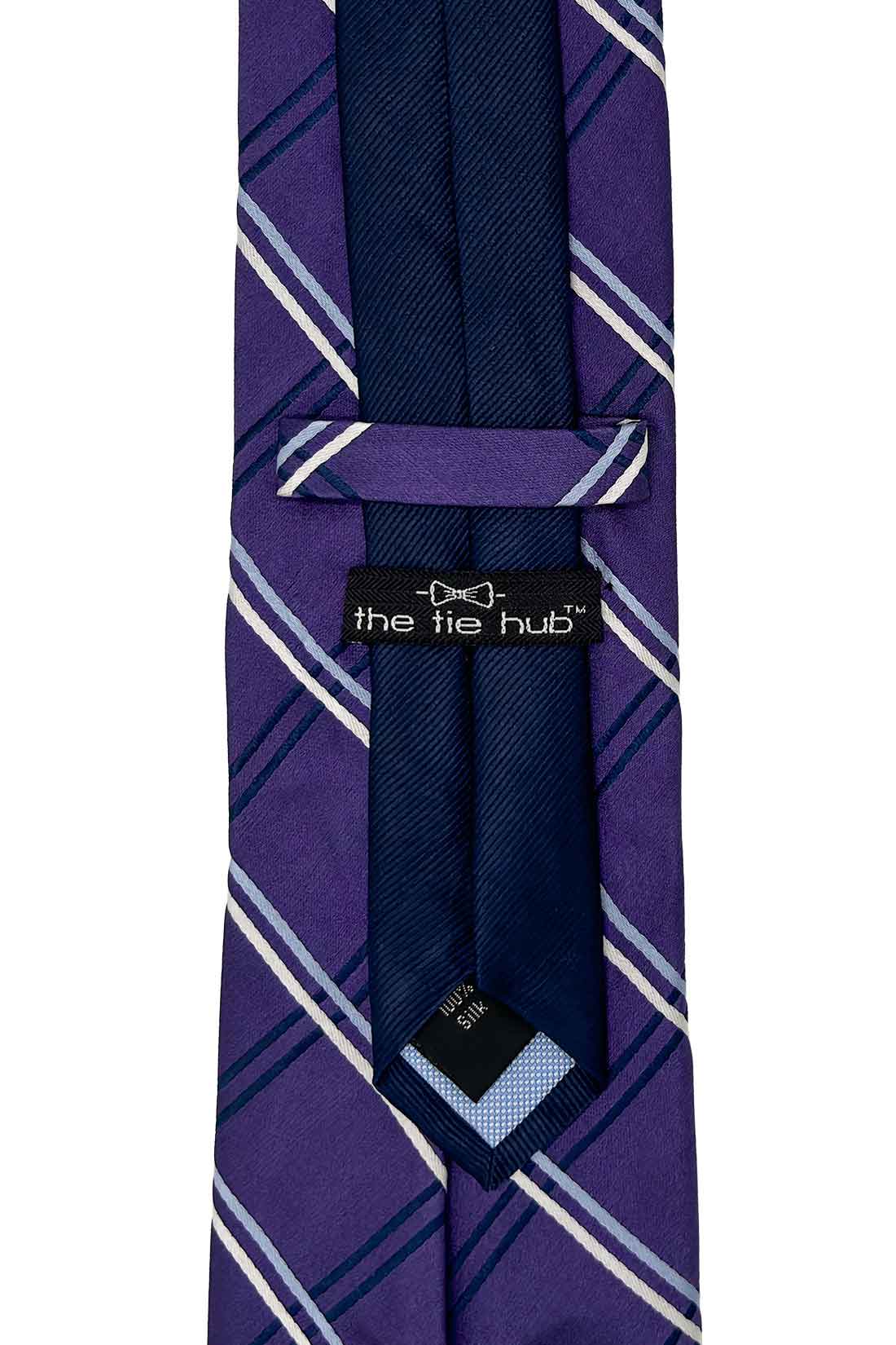 Purple Checks Different Tail Silk Necktie for Men