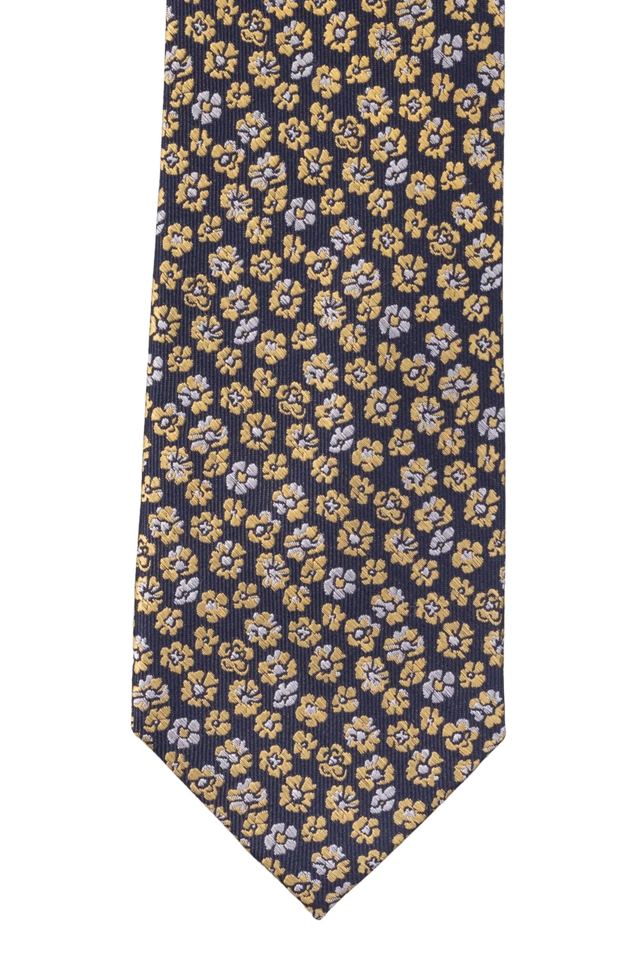 Yellow Floral Different Tail Silk Necktie for Men