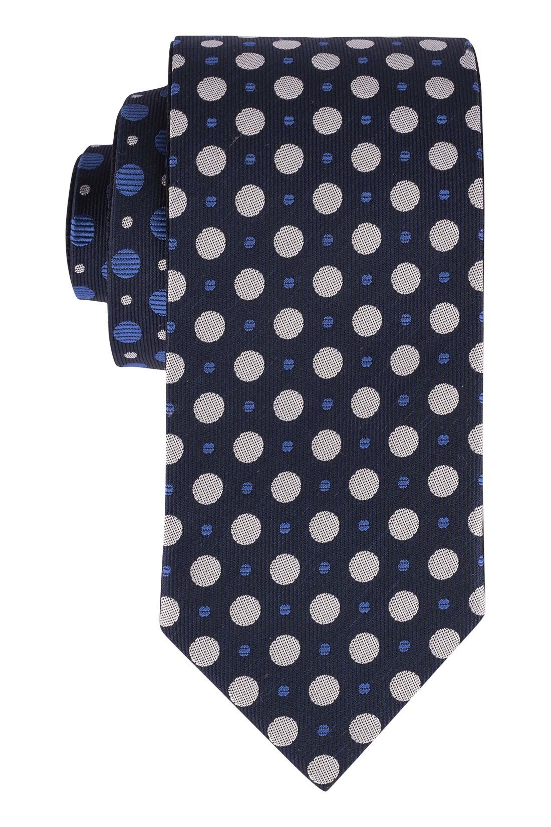 Blue Geometric Reversible Silk Necktie for Men