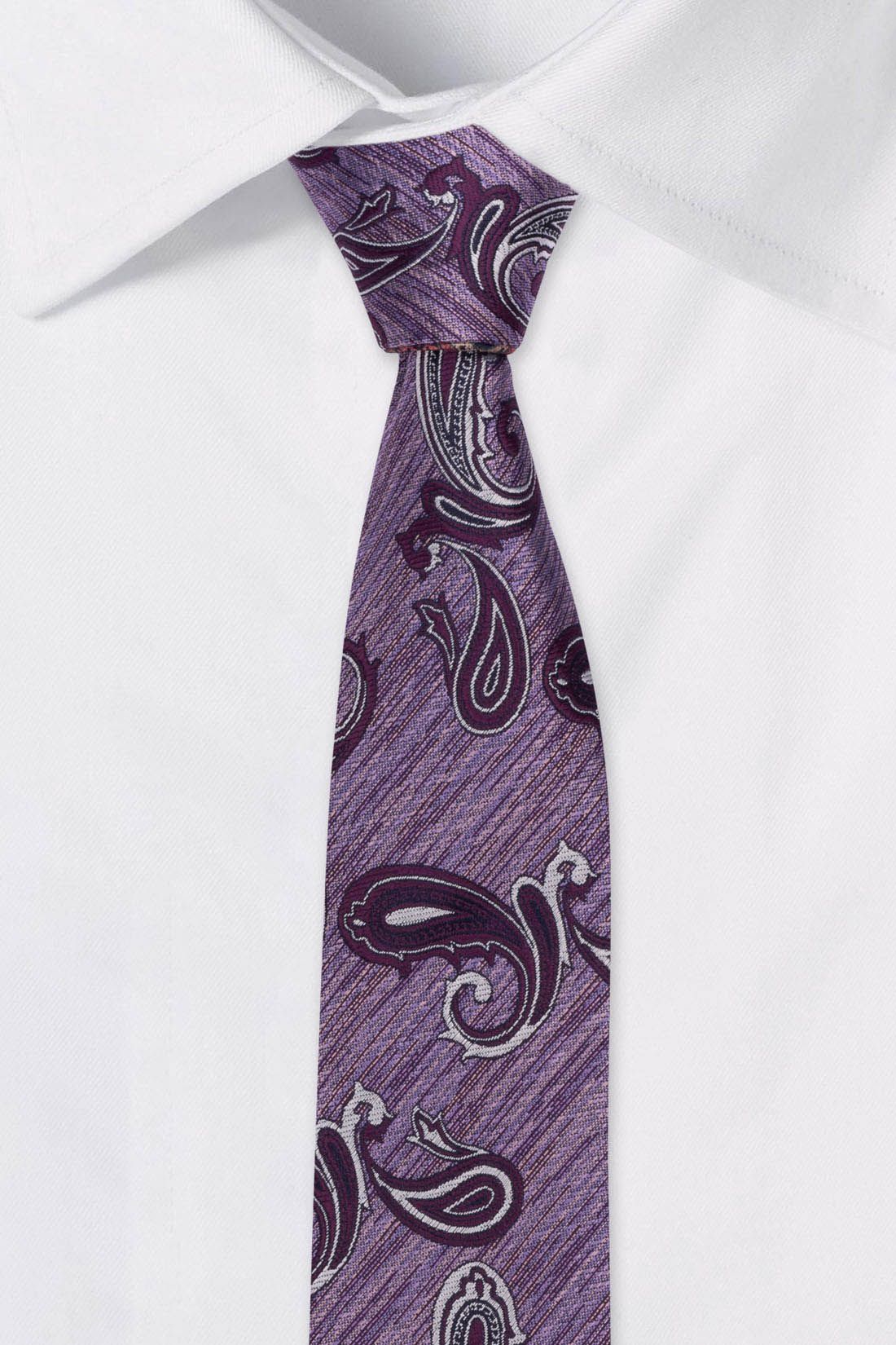 Purple Paisley Reversible Silk Necktie for Men