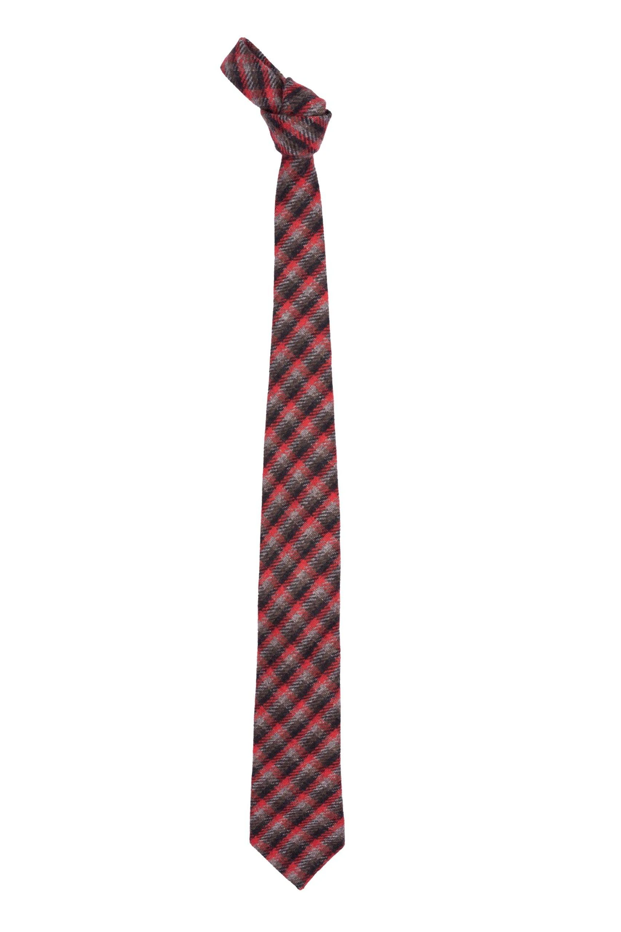 Red Checks Wool Necktie for Men