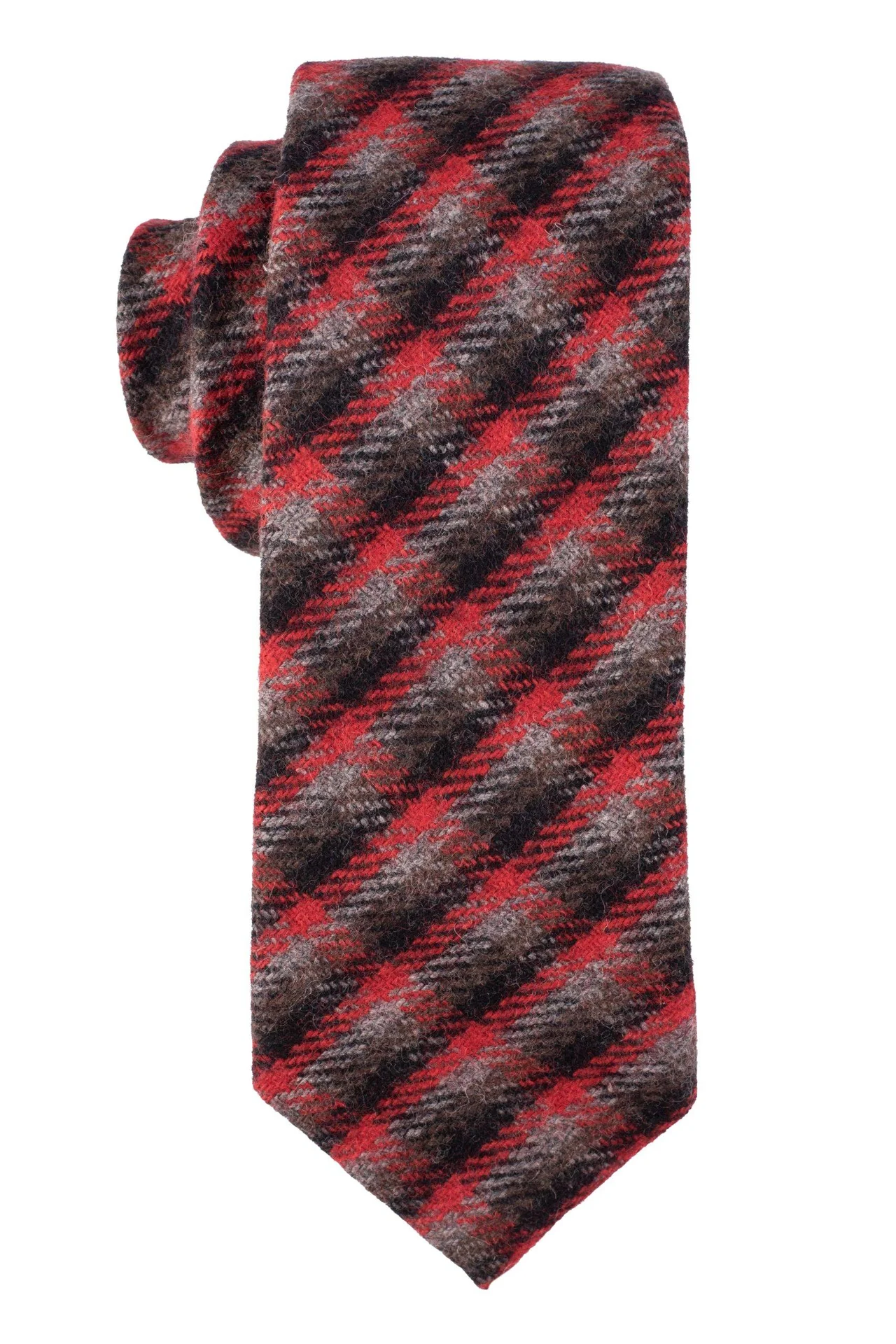 Red Checks Wool Necktie for Men