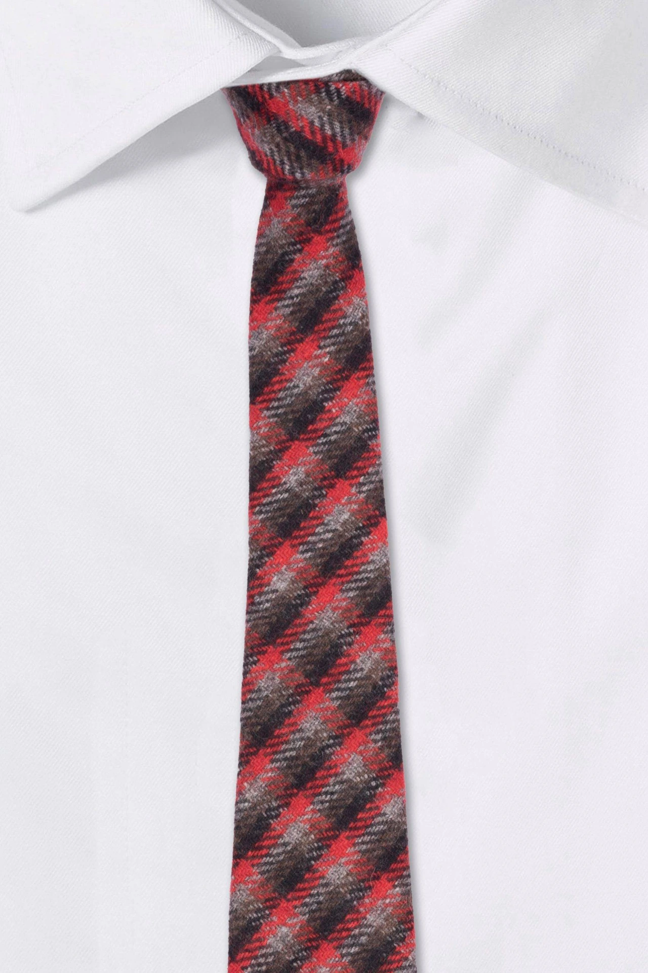 Red Checks Wool Necktie for Men