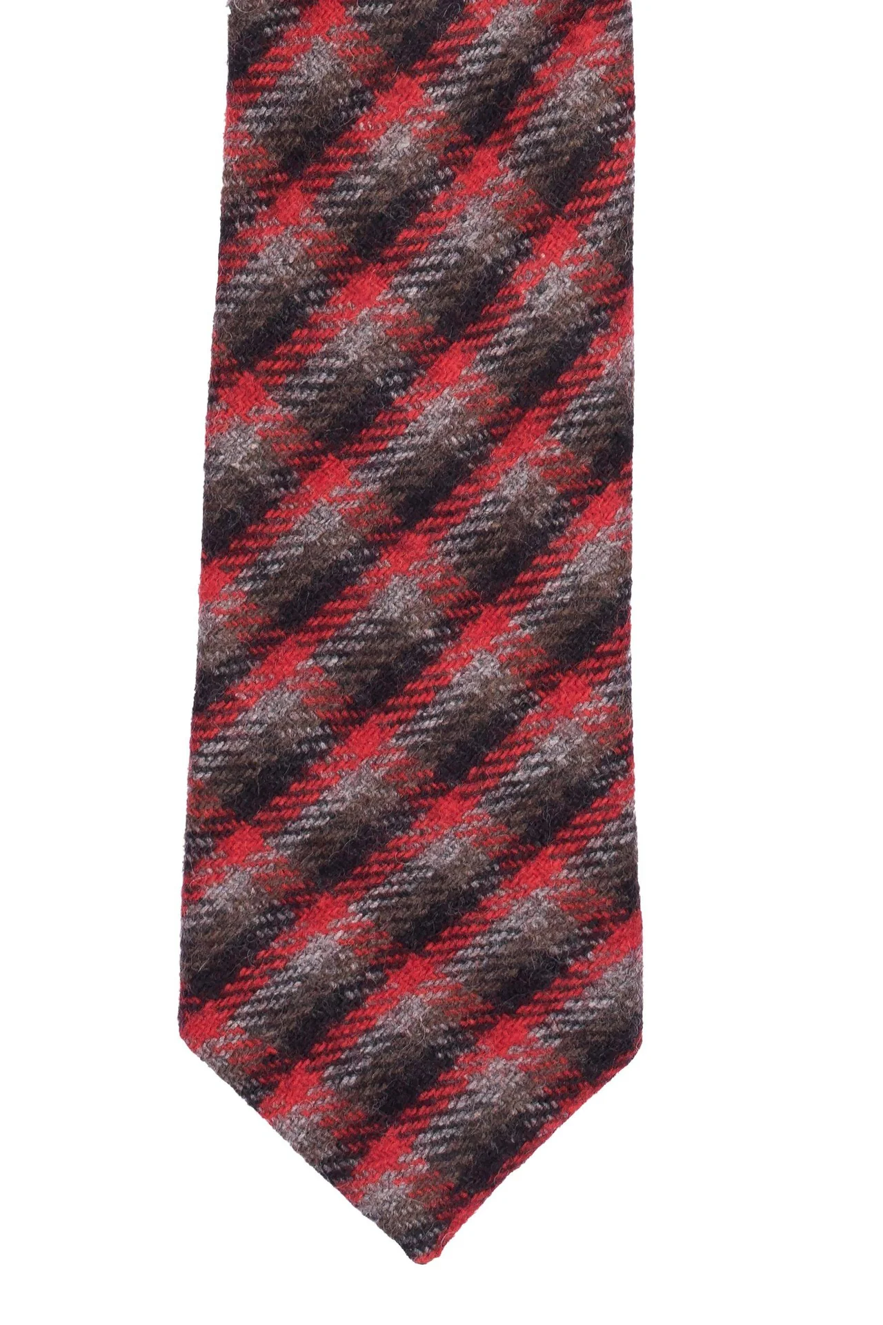 Red Checks Wool Necktie for Men