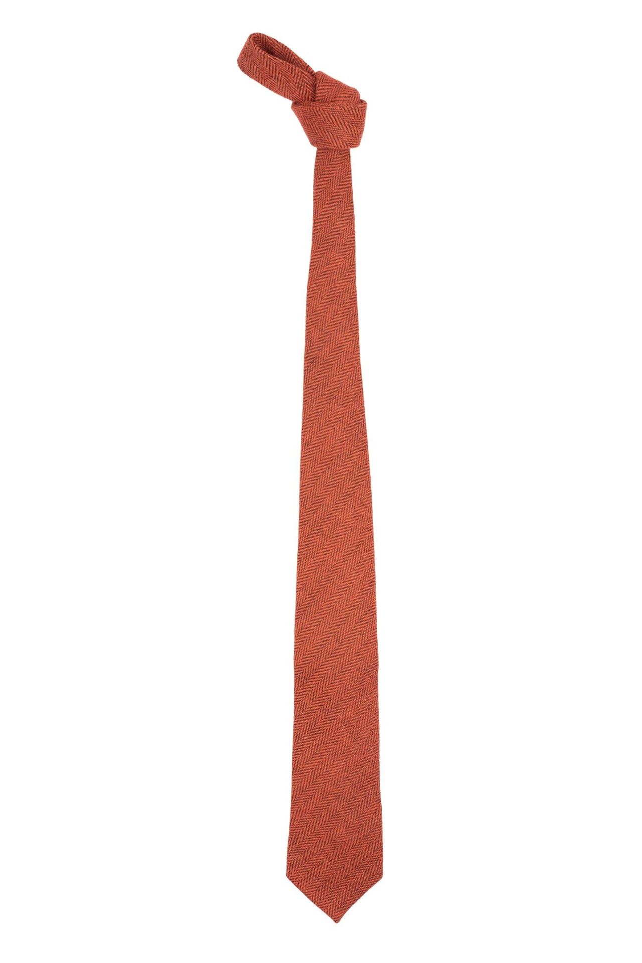 Orange Textured Wool Necktie for Men