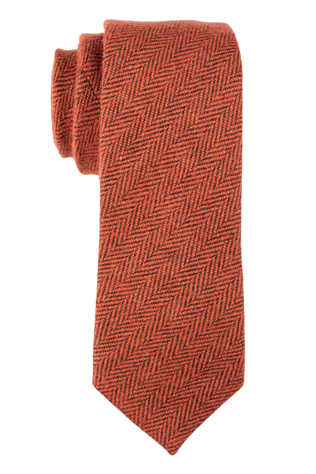 Orange Textured Wool Necktie for Men