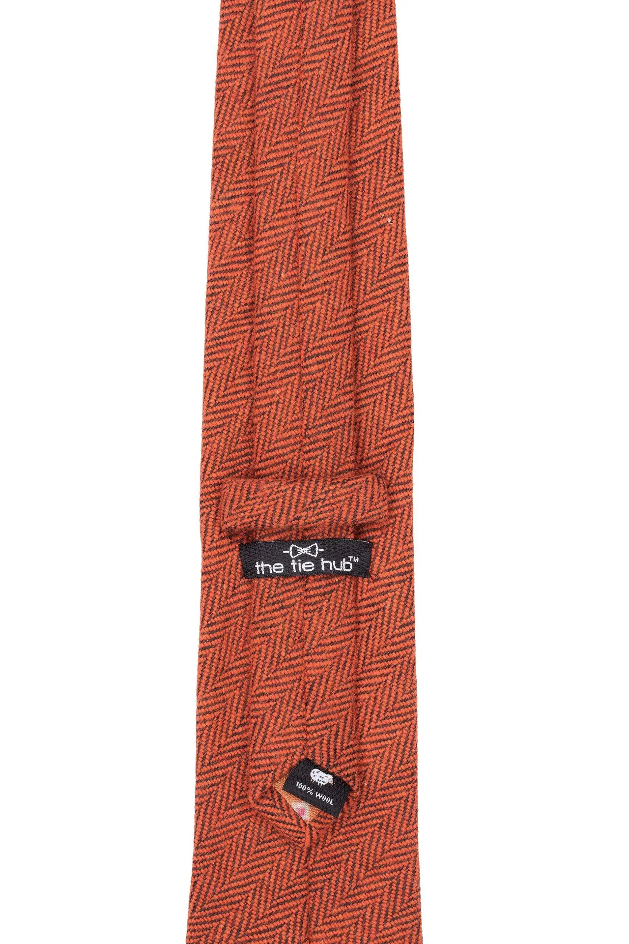 Orange Textured Wool Necktie for Men