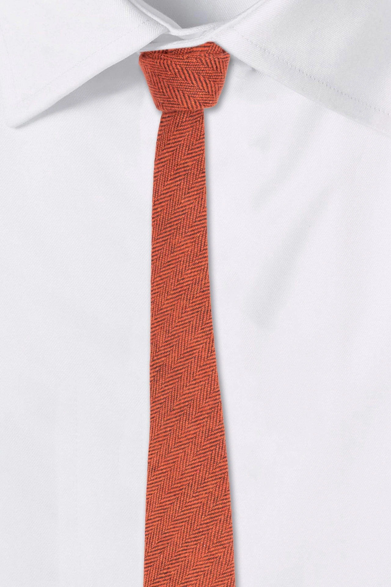Orange Textured Wool Necktie for Men