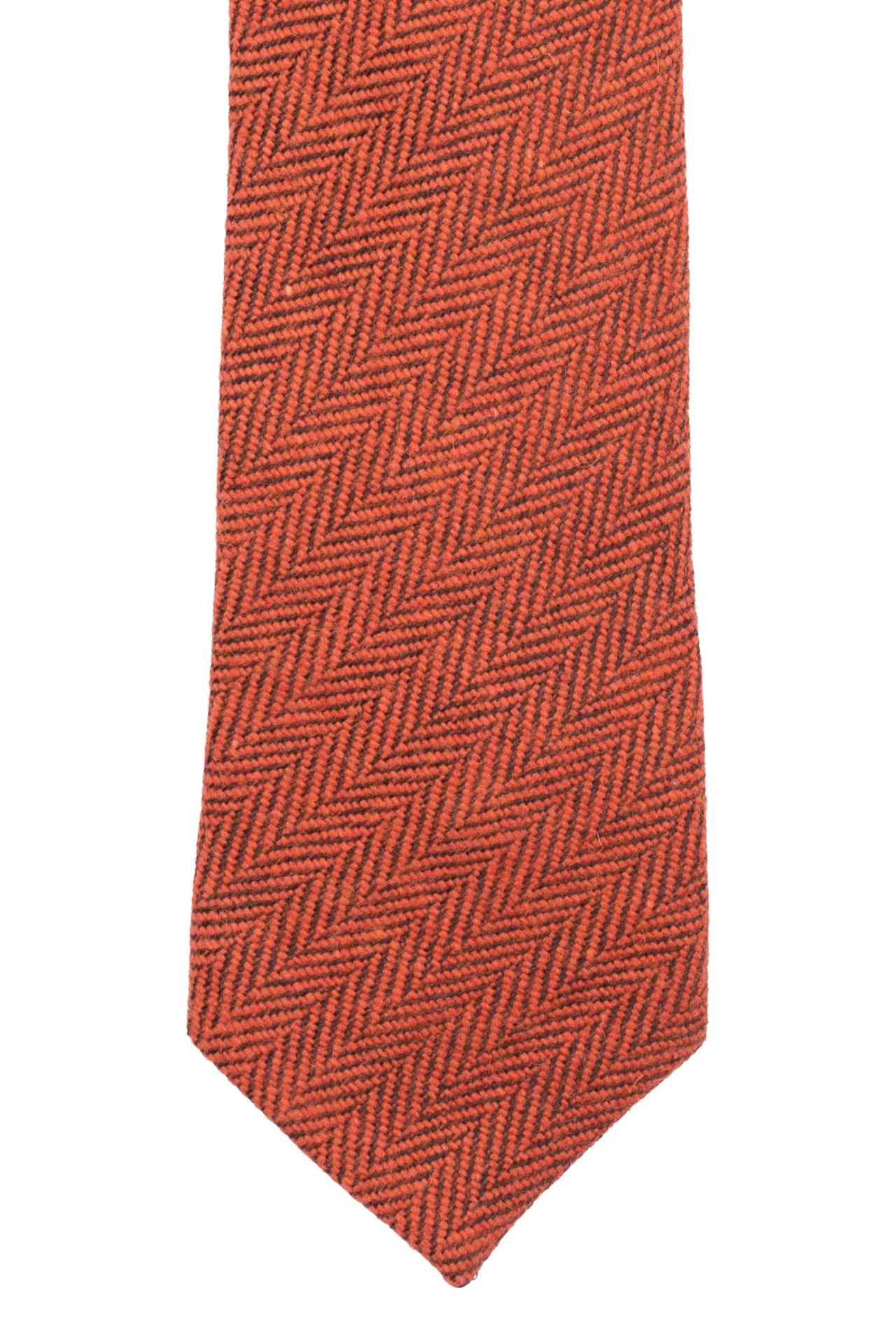 Orange Textured Wool Necktie for Men