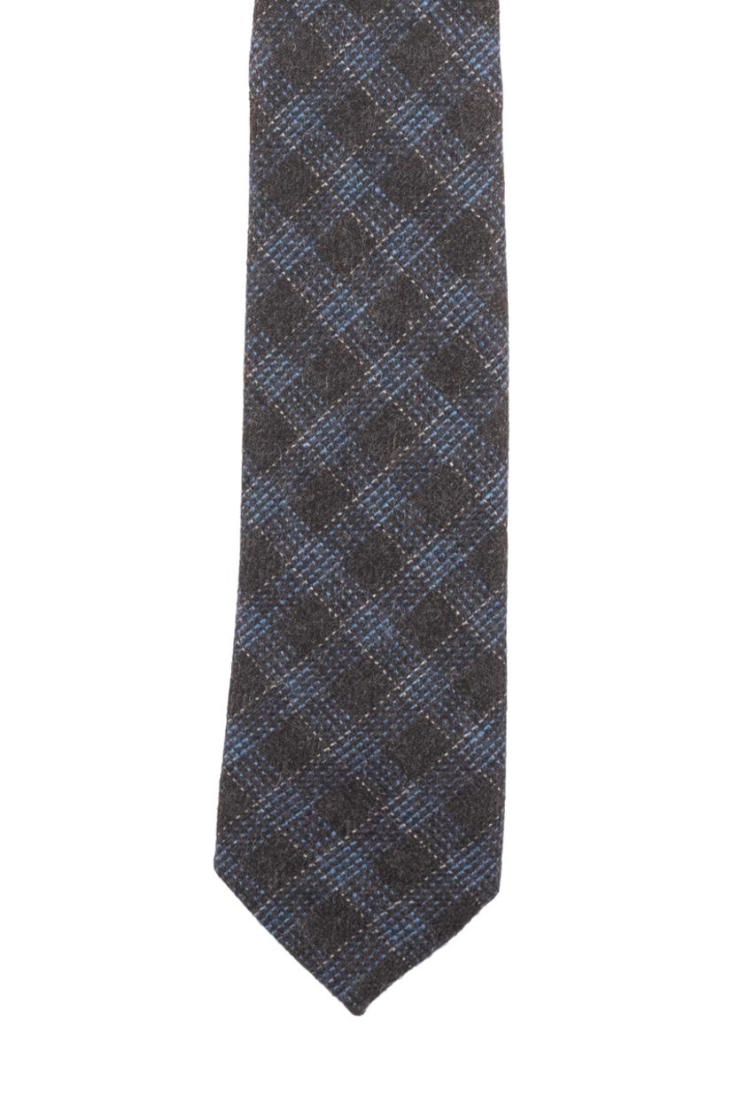 Black Checks Wool Necktie for Men