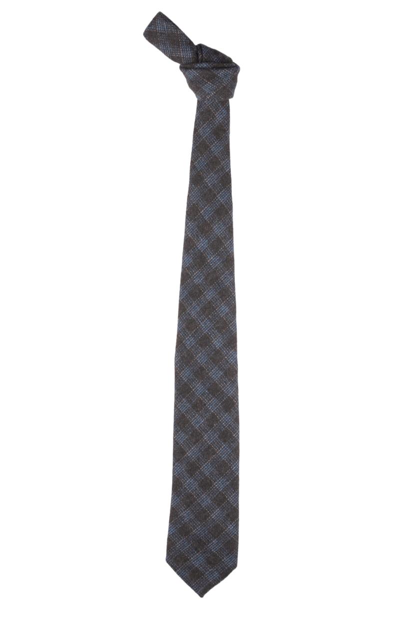 Black Checks Wool Necktie for Men