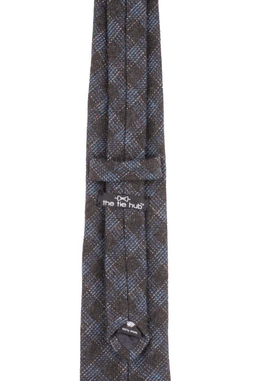 Black Checks Wool Necktie for Men