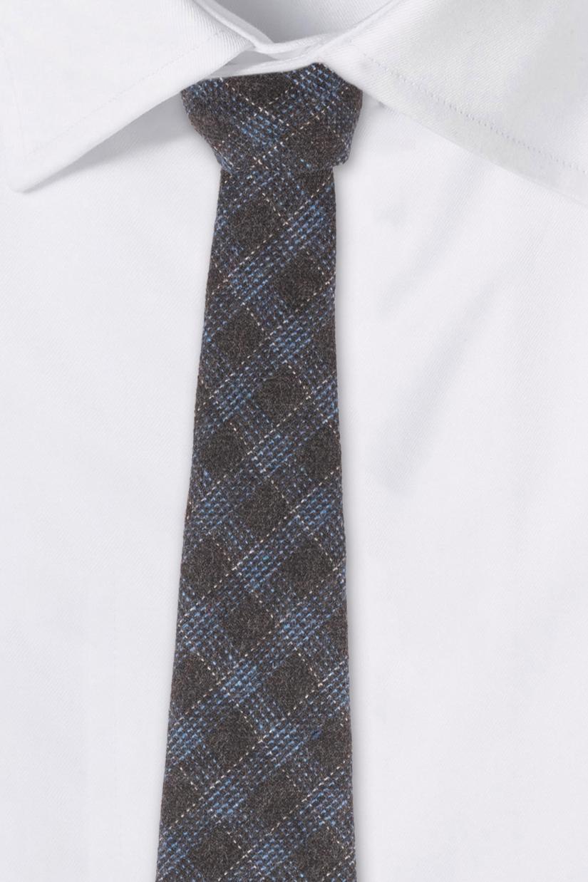 Black Checks Wool Necktie for Men