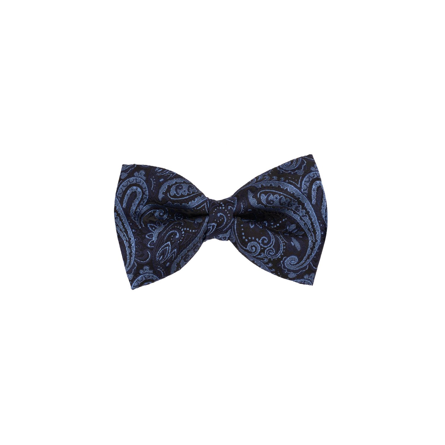 Paisley Navy Blue Microfiber Bow Tie and Pocket Square Gift Set for Men