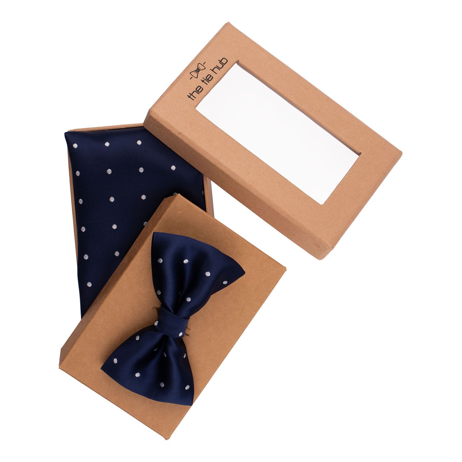 Revolve Blue Polka Bow Tie and Pocket Square Gift Set for Men