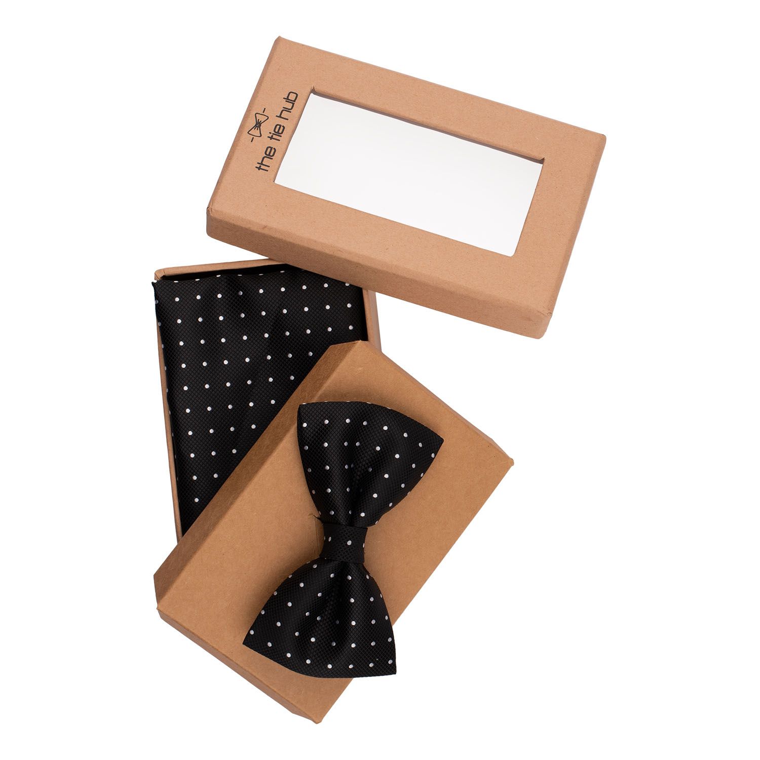 Revolve Mini Polka Bow Tie and Pocket Square Gift Set for Men
