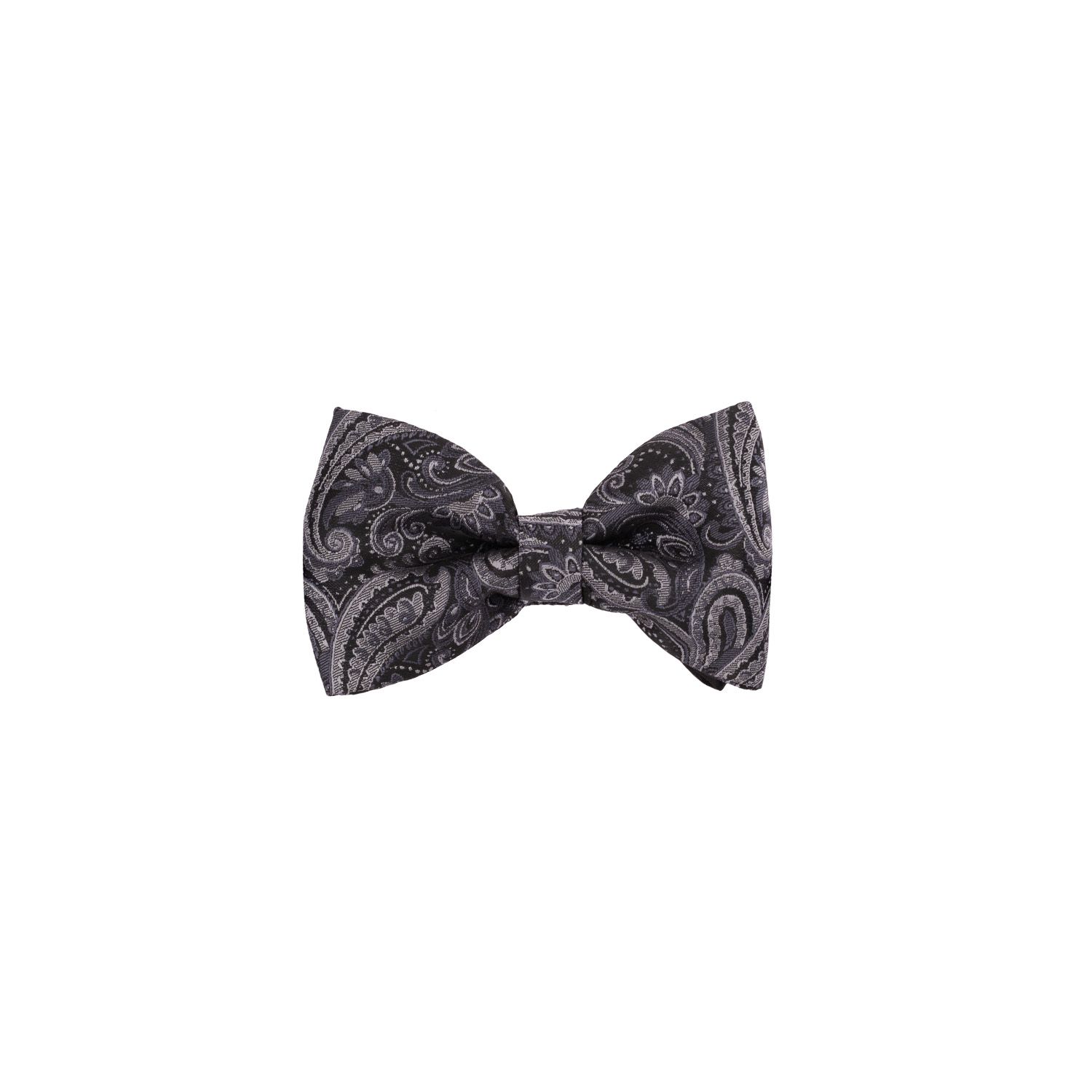 Custom Grey Paisley Bow Tie and Pocket Square Gift Set for Men